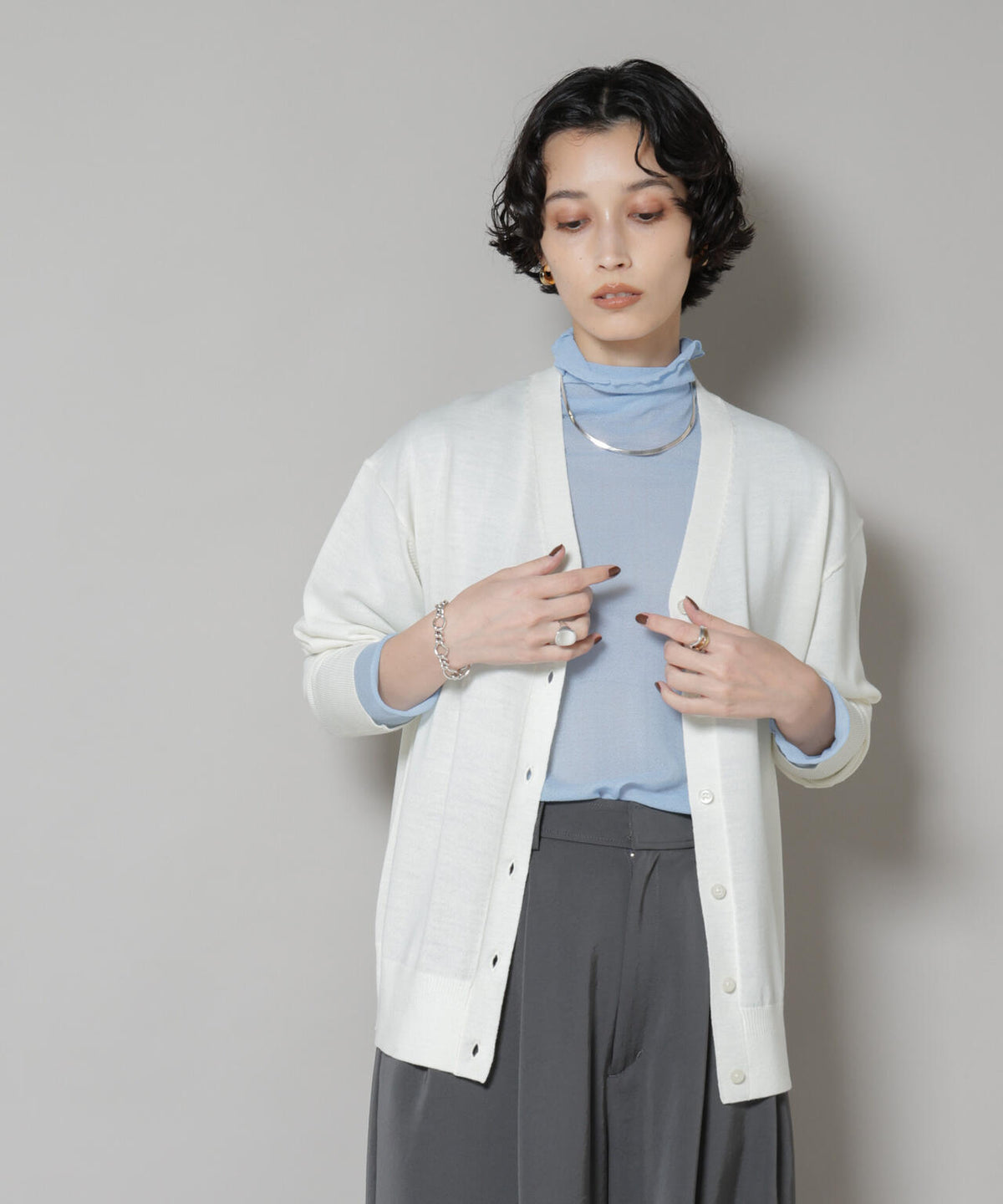 毛玉レスニット2wayカシュクールカーディガン