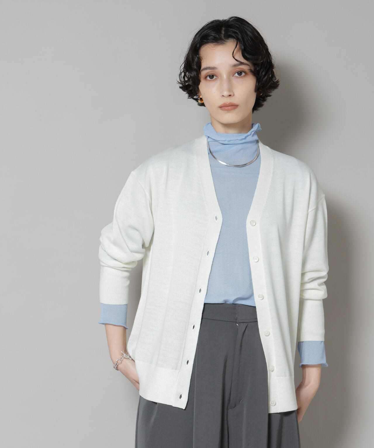 毛玉レスニット2wayカシュクールカーディガン