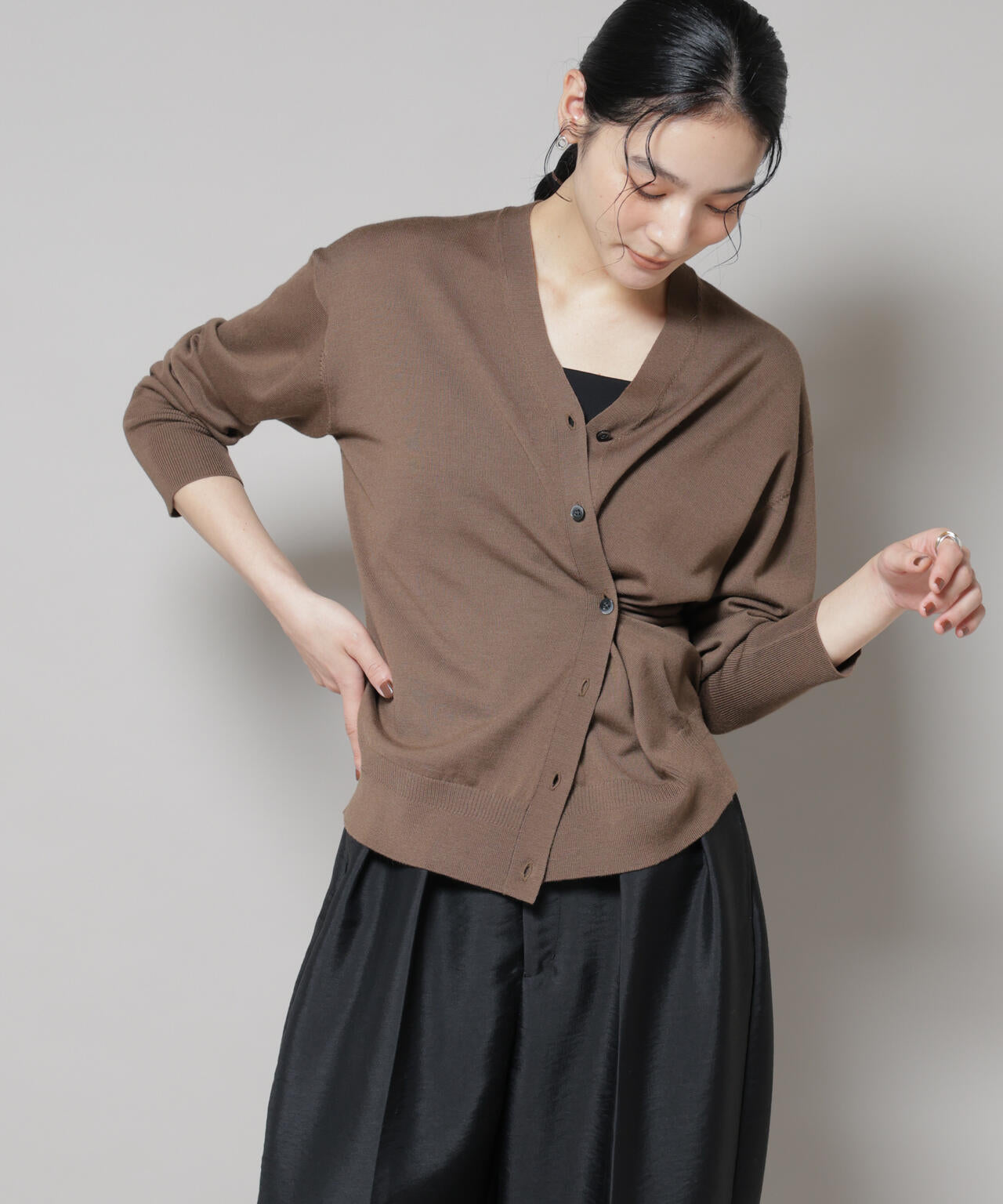 毛玉レスニット2wayカシュクールカーディガン