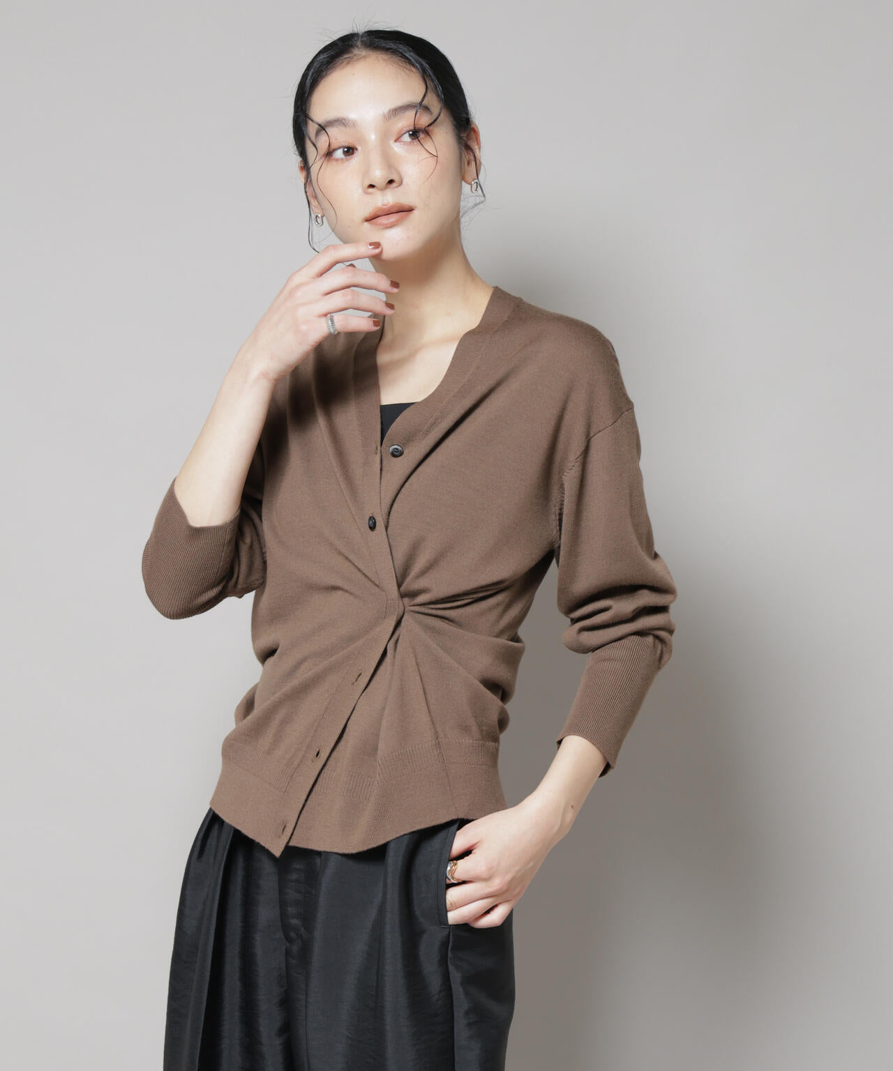 毛玉レスニット2wayカシュクールカーディガン