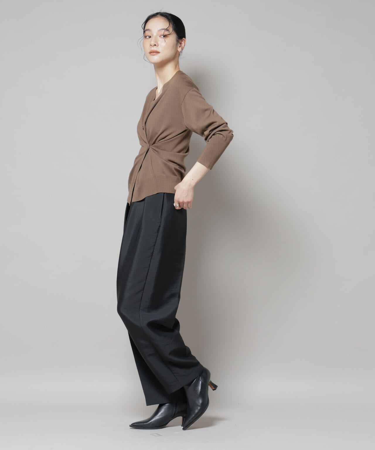 毛玉レスニット2wayカシュクールカーディガン