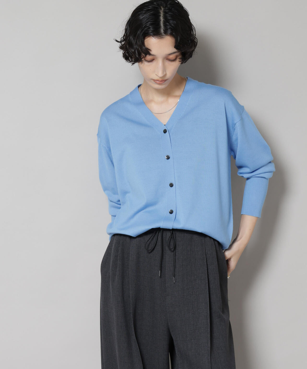 毛玉レスニット2wayカシュクールカーディガン