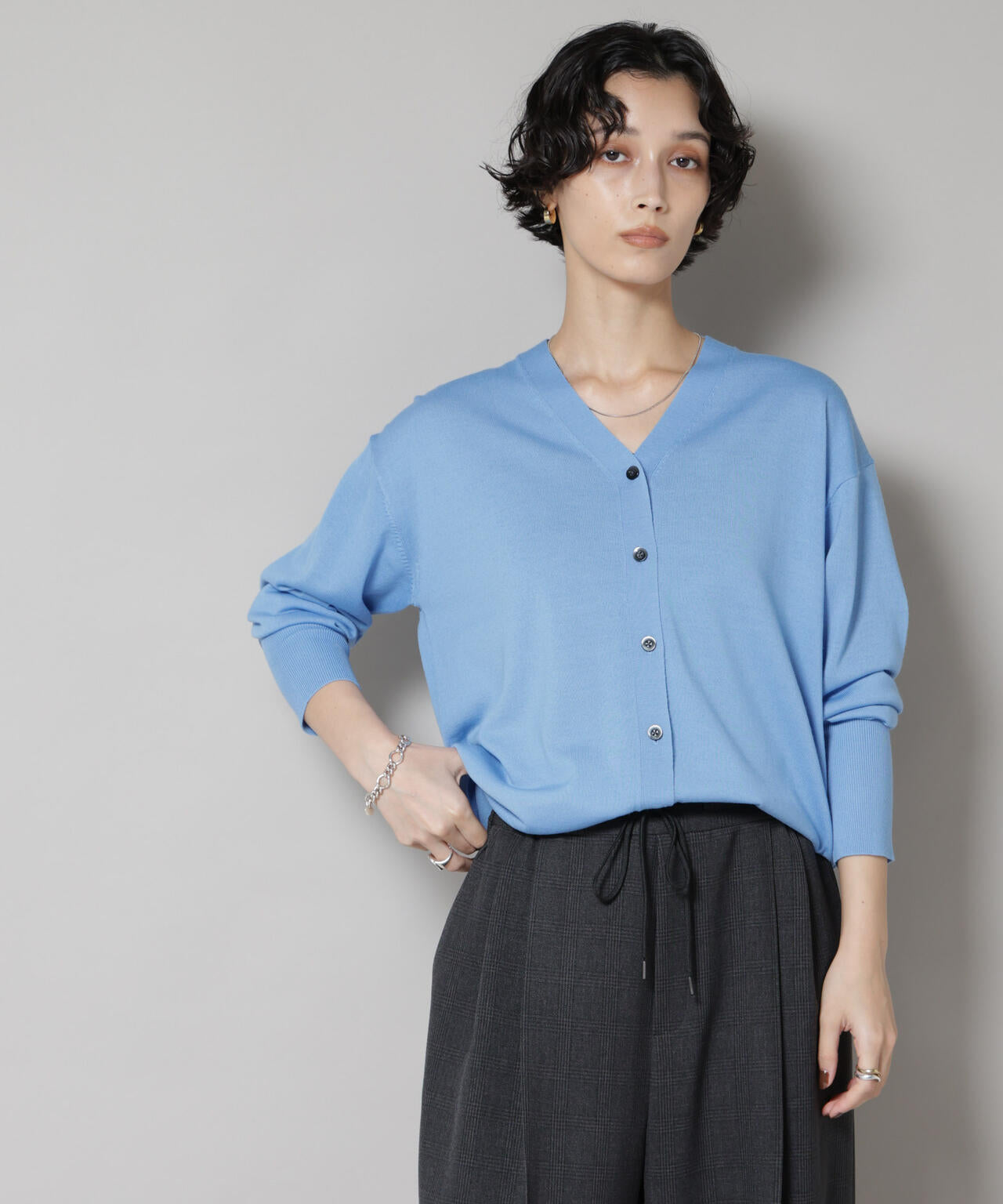 毛玉レスニット2wayカシュクールカーディガン