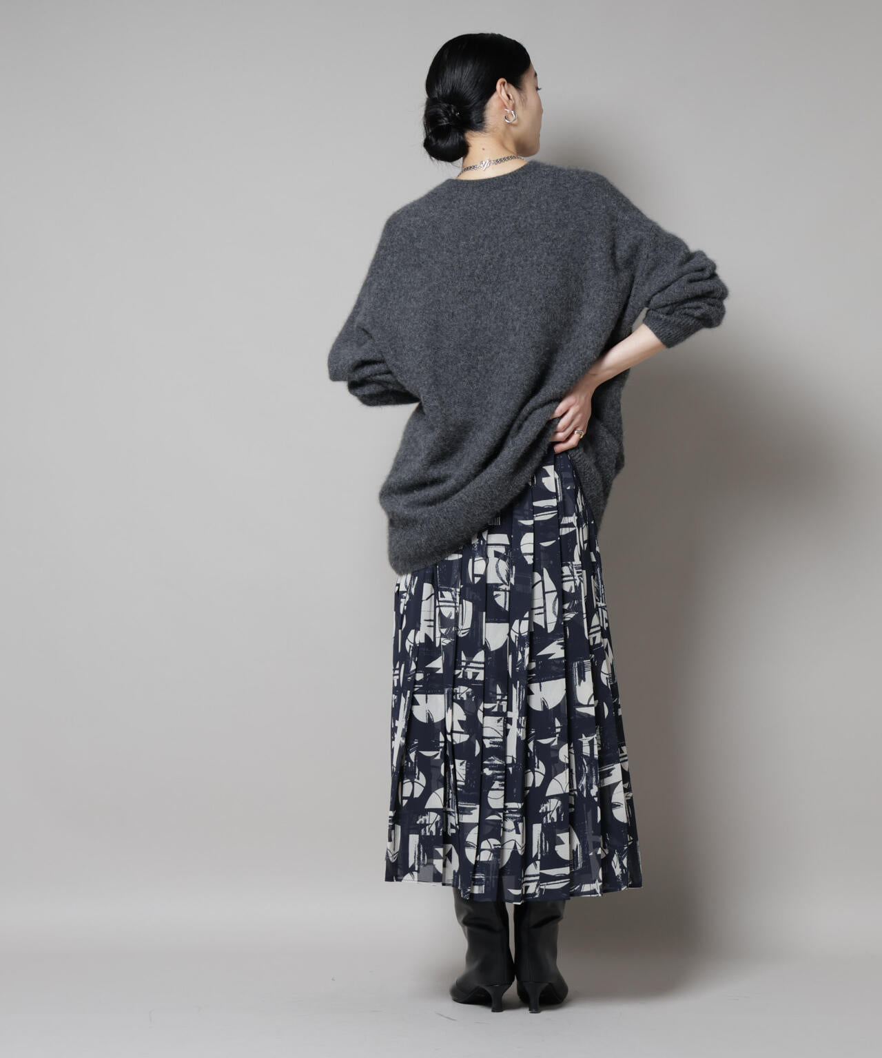 ウォッシャブルフォックスクルーワイドニットプルオーバー