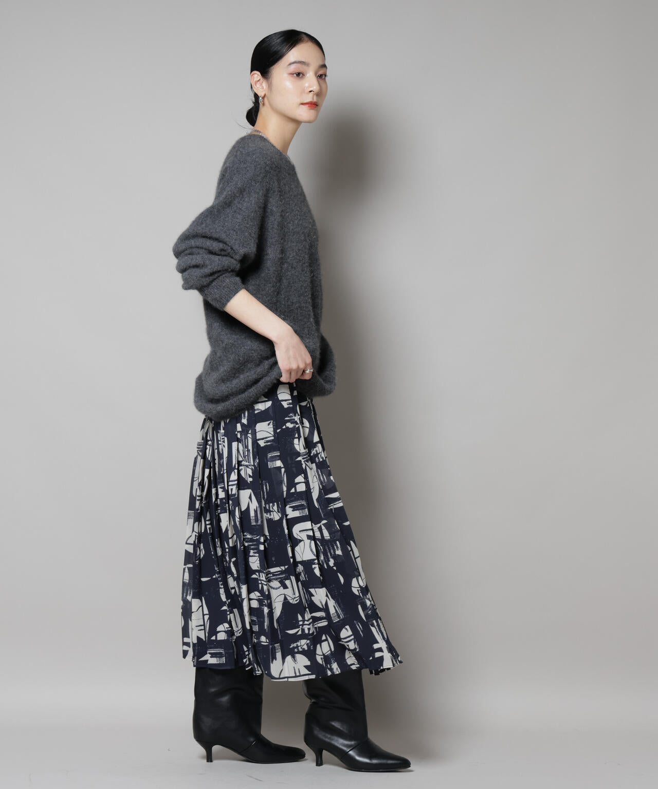 ウォッシャブルフォックスクルーワイドニットプルオーバー