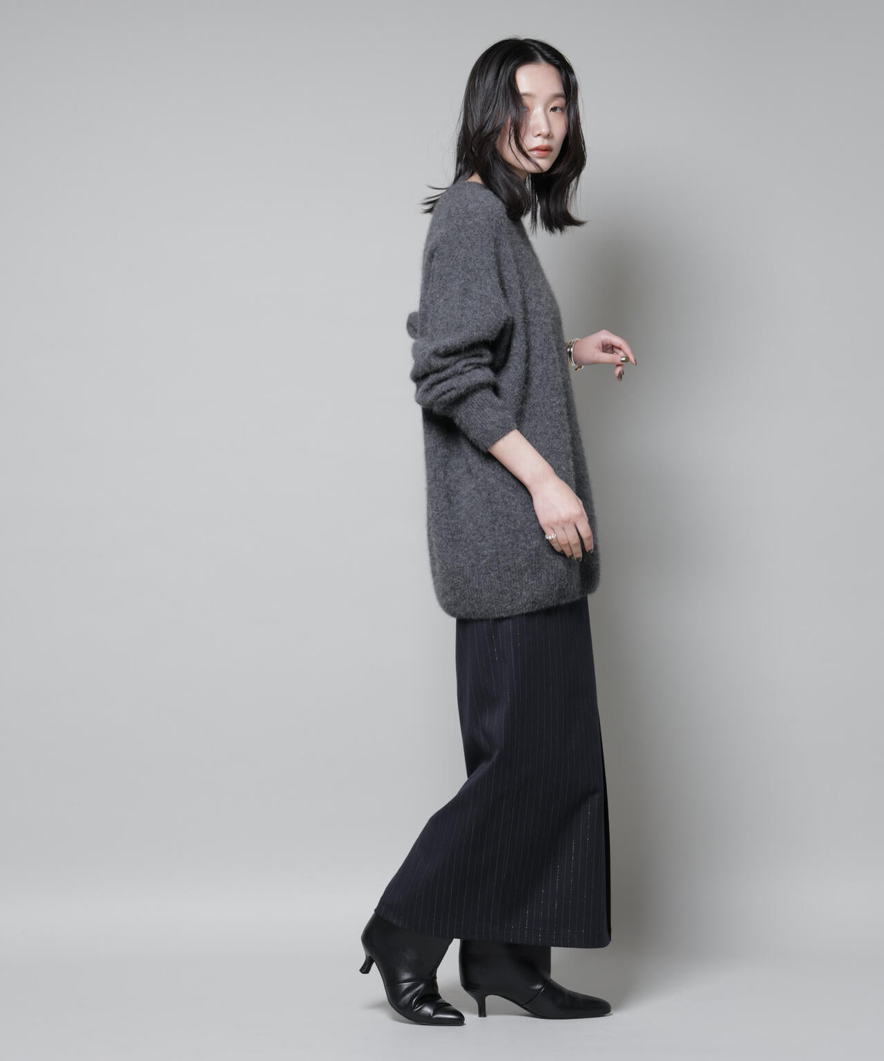 ウォッシャブルフォックスクルーワイドニットプルオーバー