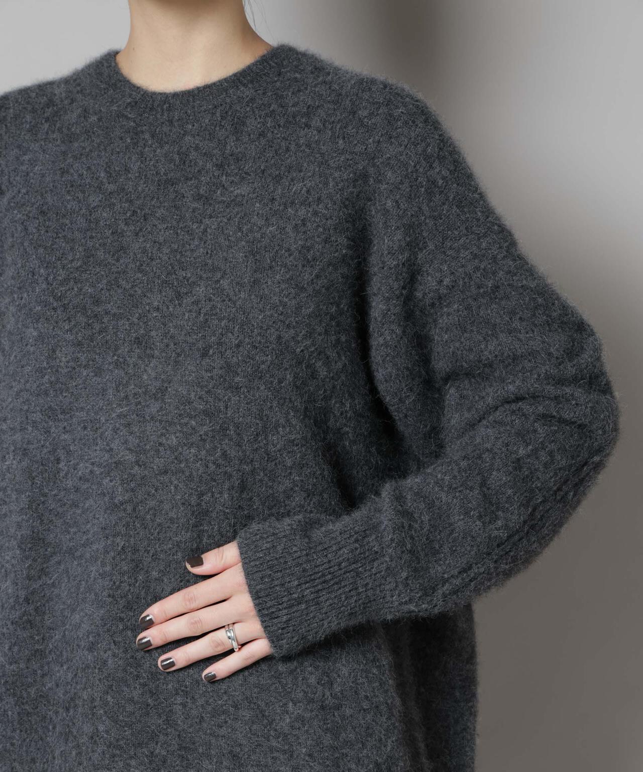 ウォッシャブルフォックスクルーワイドニットプルオーバー