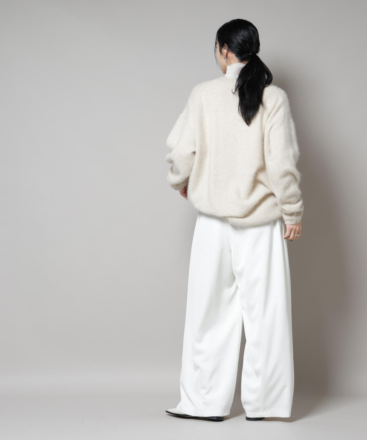 ウォッシャブルフォックスクルーワイドニットプルオーバー