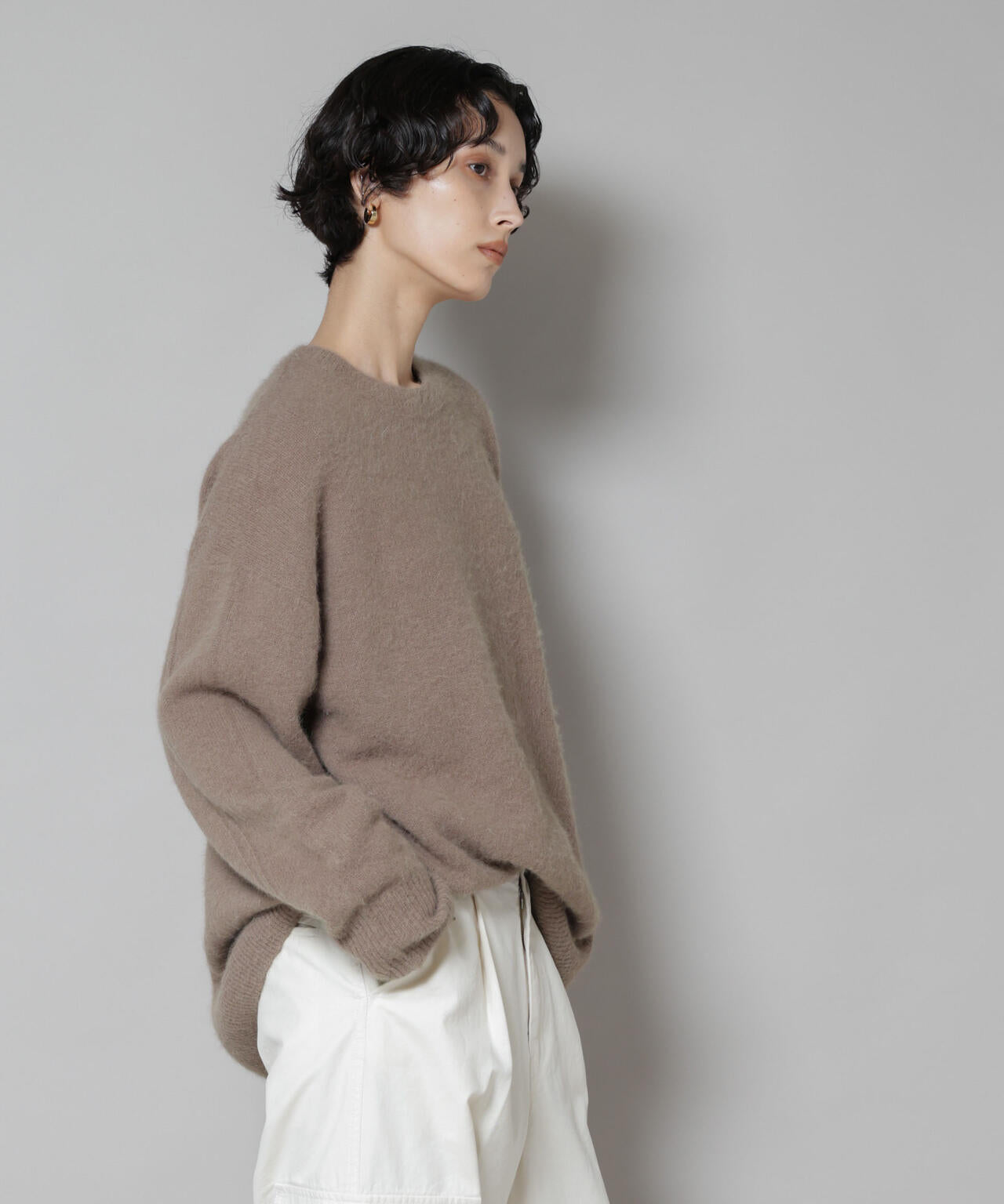 ウォッシャブルフォックスクルーワイドニットプルオーバー