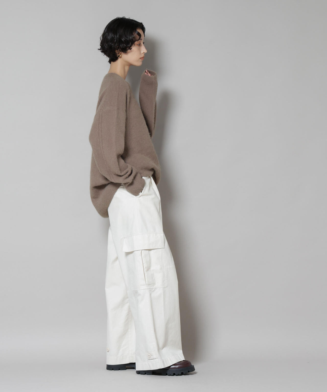 ウォッシャブルフォックスクルーワイドニットプルオーバー