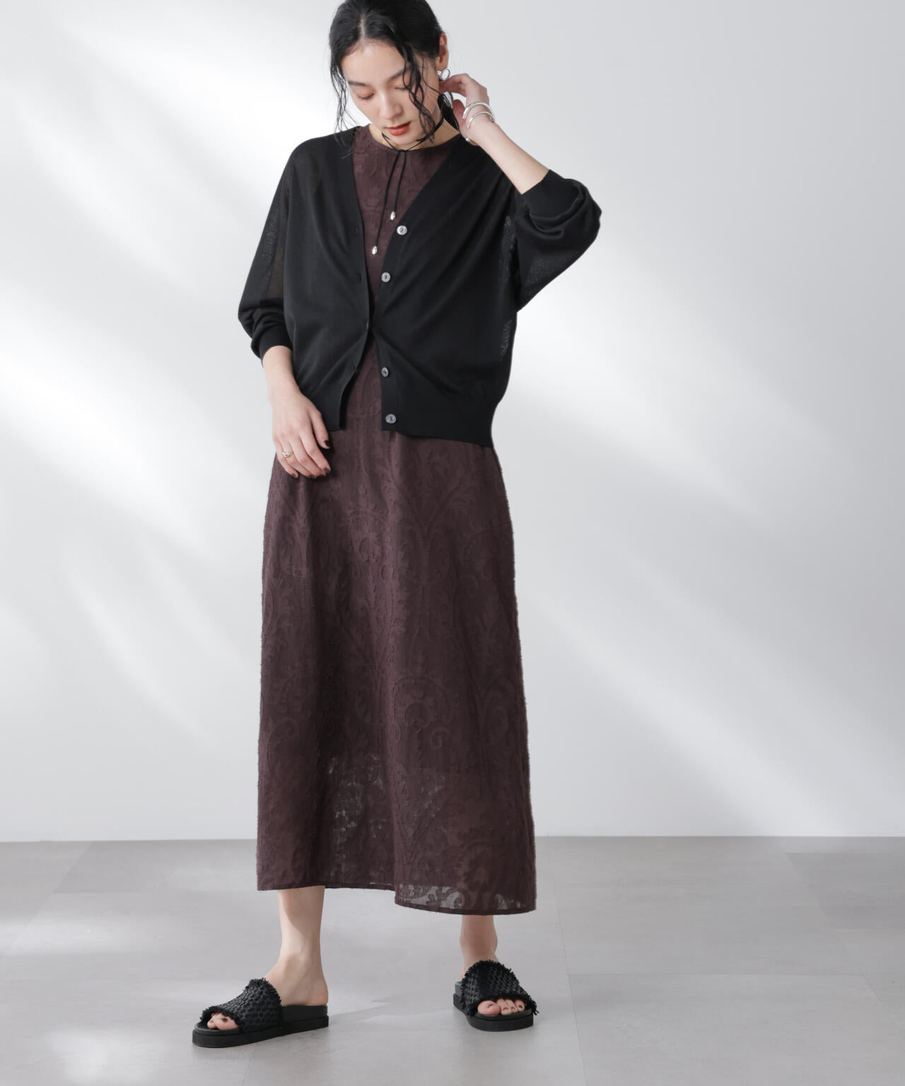 コットンスパークシアーVネックカーディガン