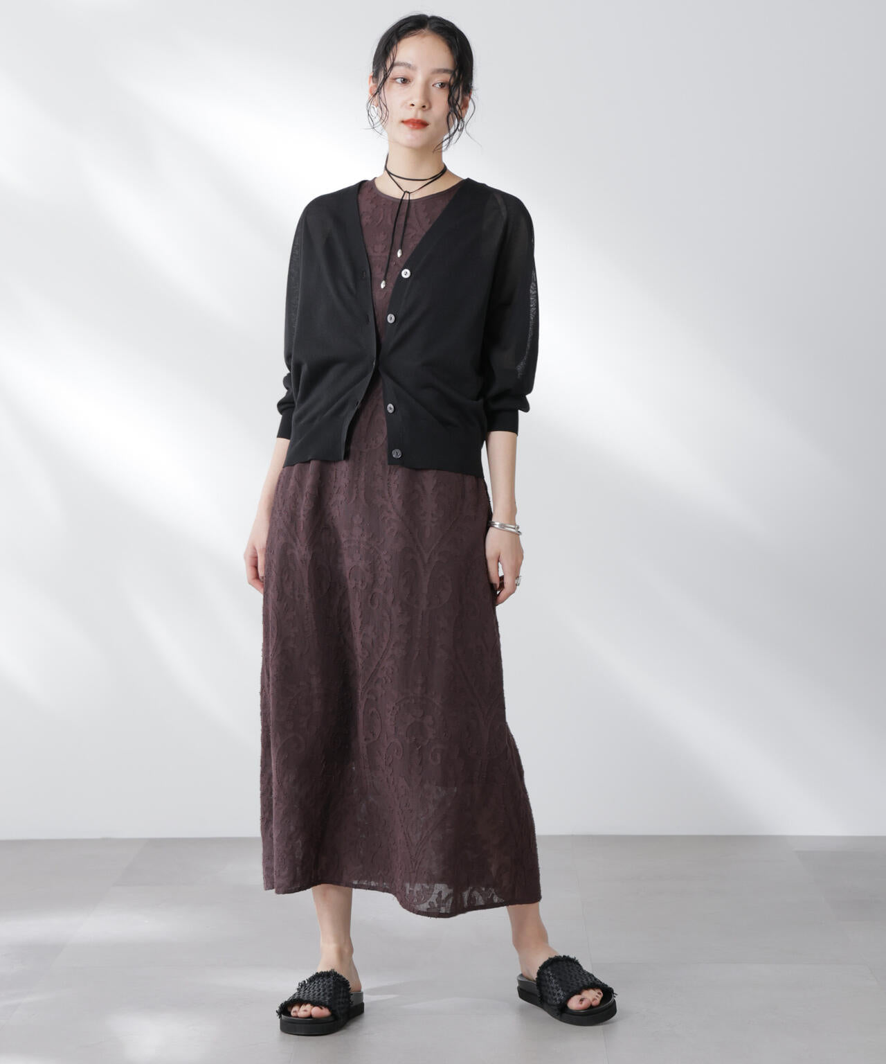 コットンスパークシアーVネックカーディガン