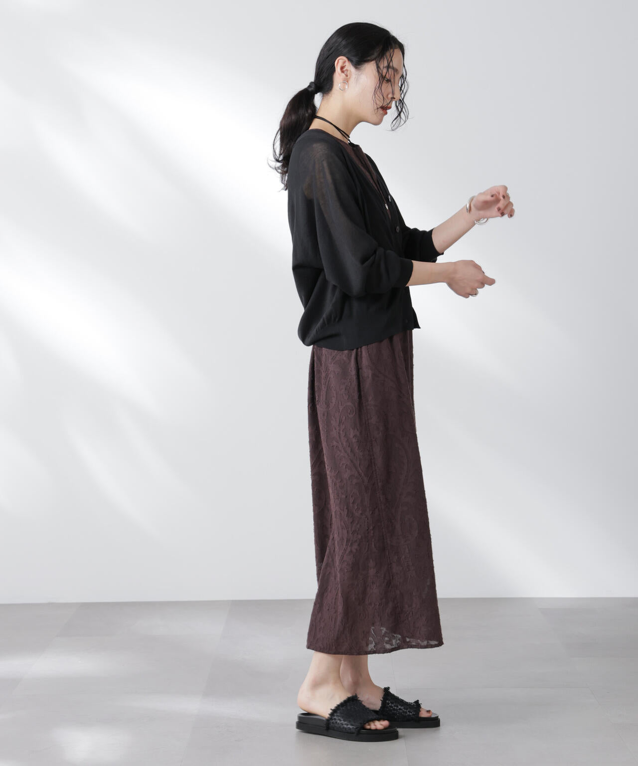 コットンスパークシアーVネックカーディガン