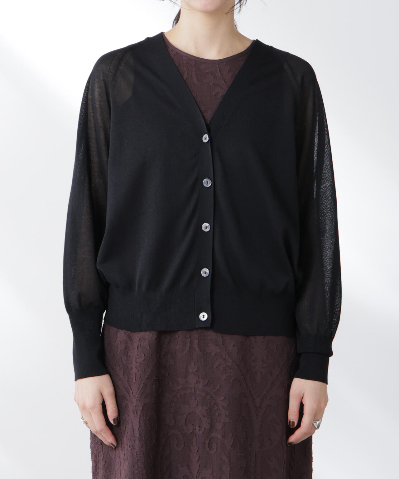 コットンスパークシアーVネックカーディガン