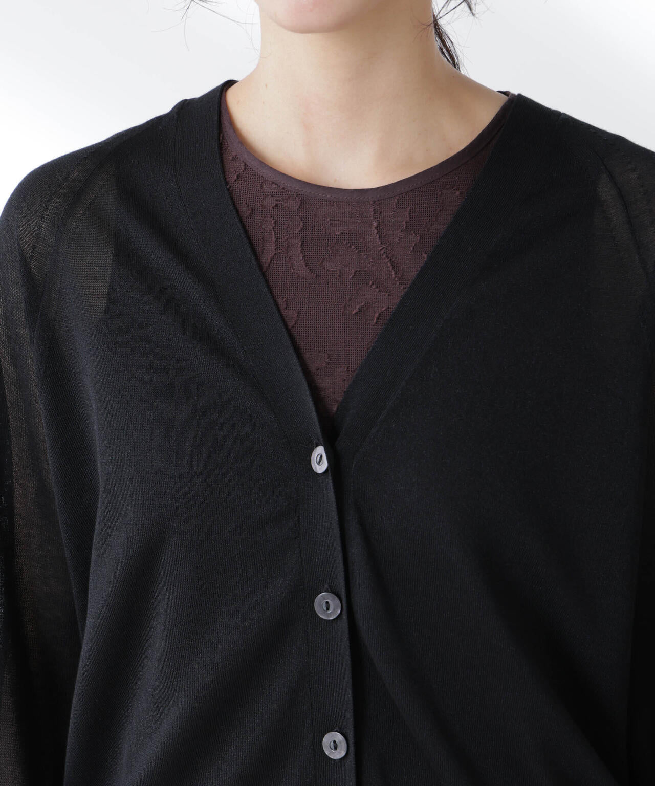 コットンスパークシアーVネックカーディガン