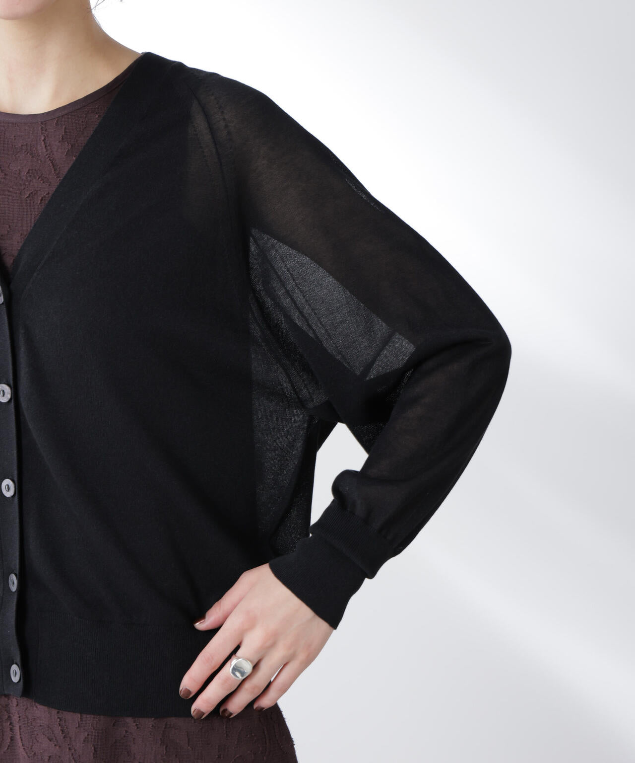 コットンスパークシアーVネックカーディガン