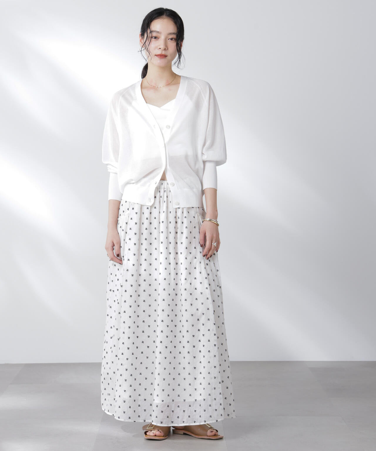 コットンスパークシアーVネックカーディガン