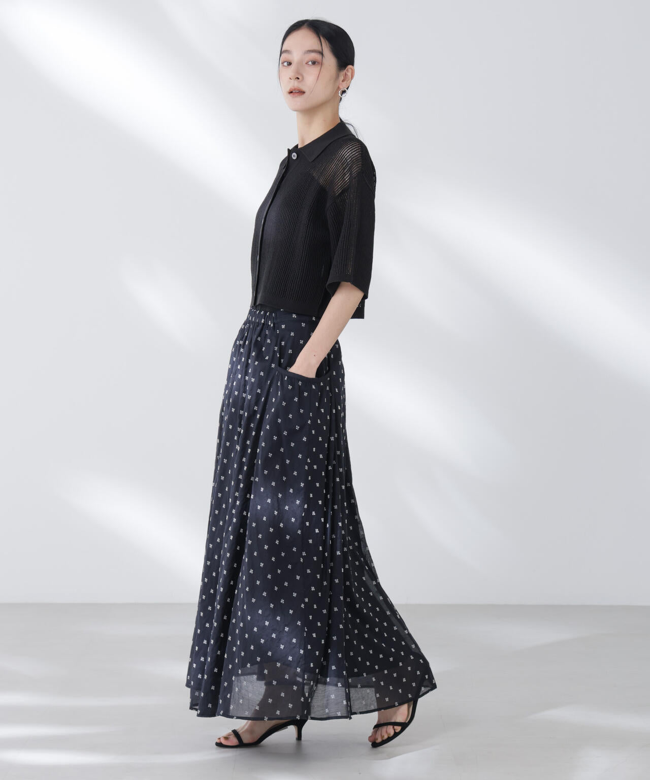 メッシュニットポロカーディガン