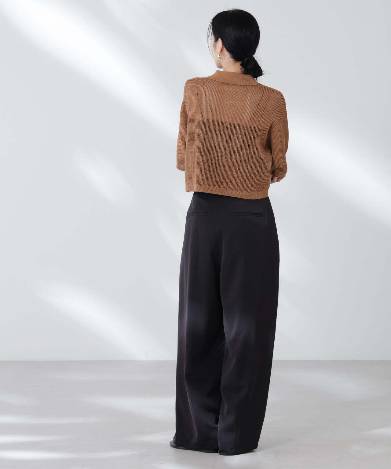 メッシュニットポロカーディガン