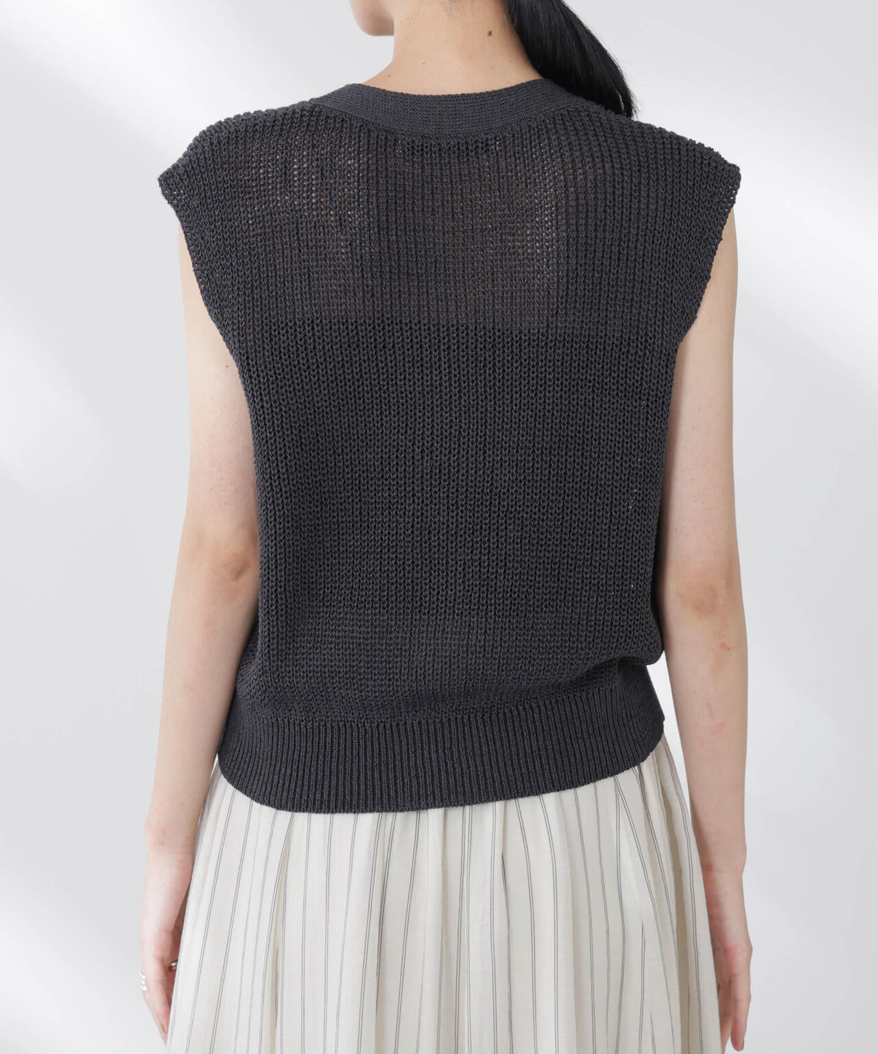 ペーパーヤーン畦ニットベスト