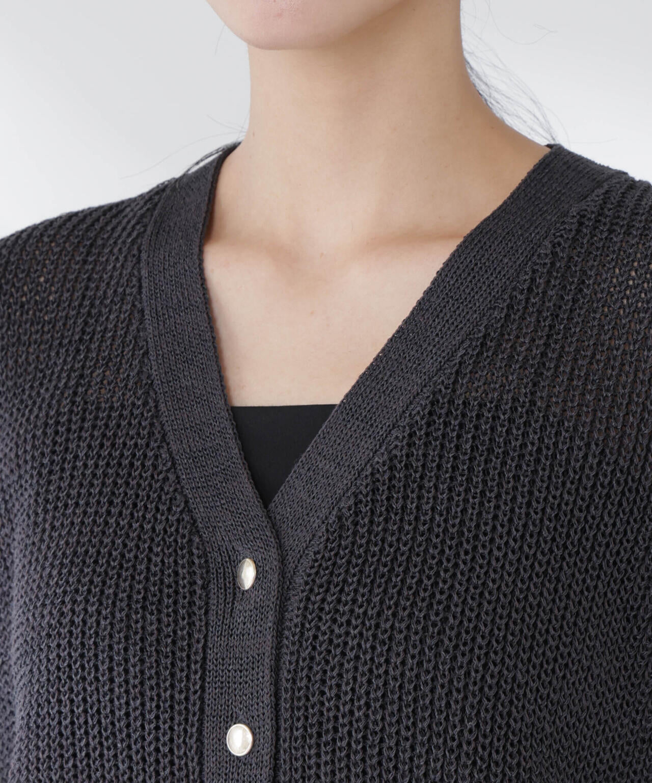 ペーパーヤーン畦ニットベスト