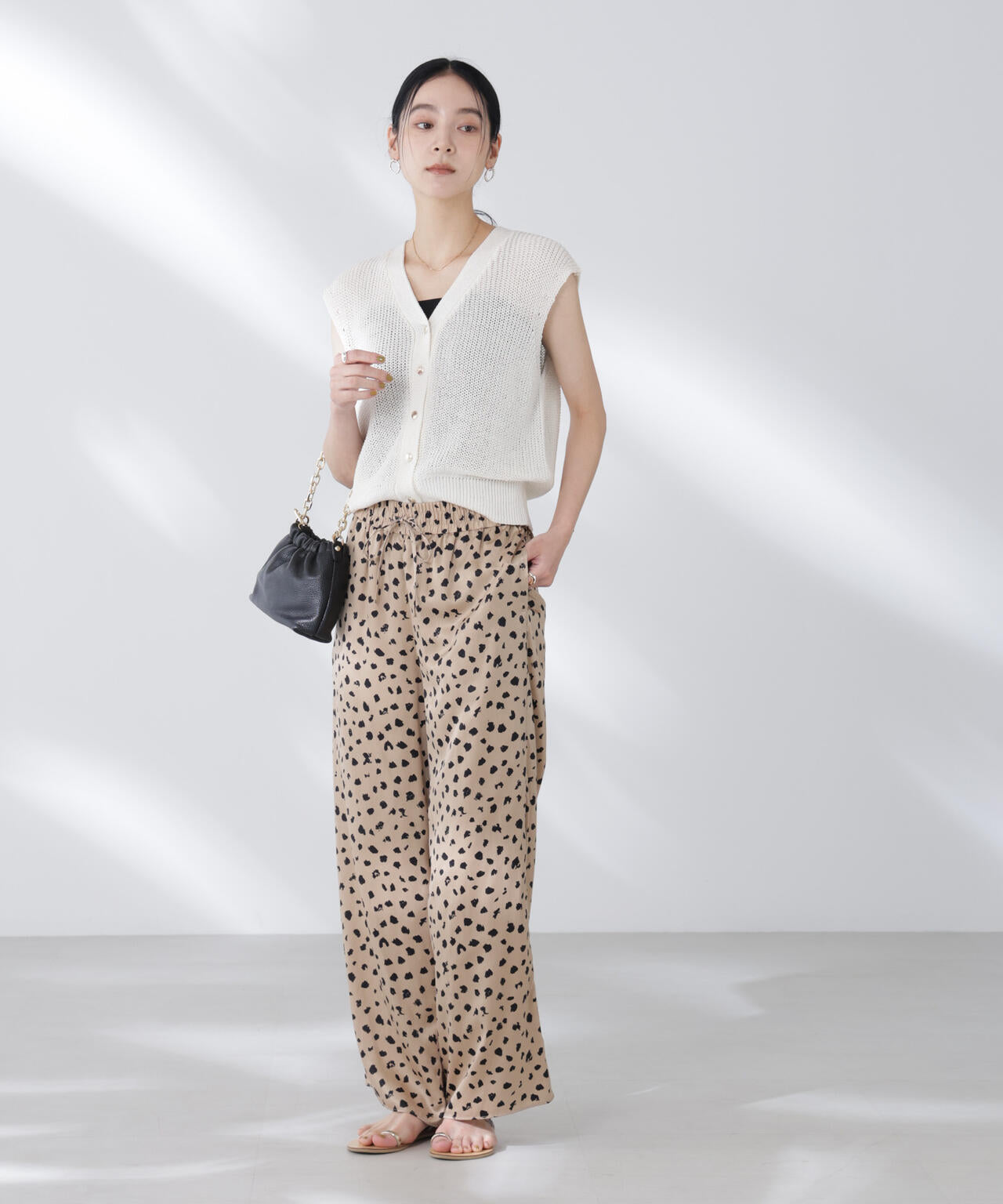 ペーパーヤーン畦ニットベスト