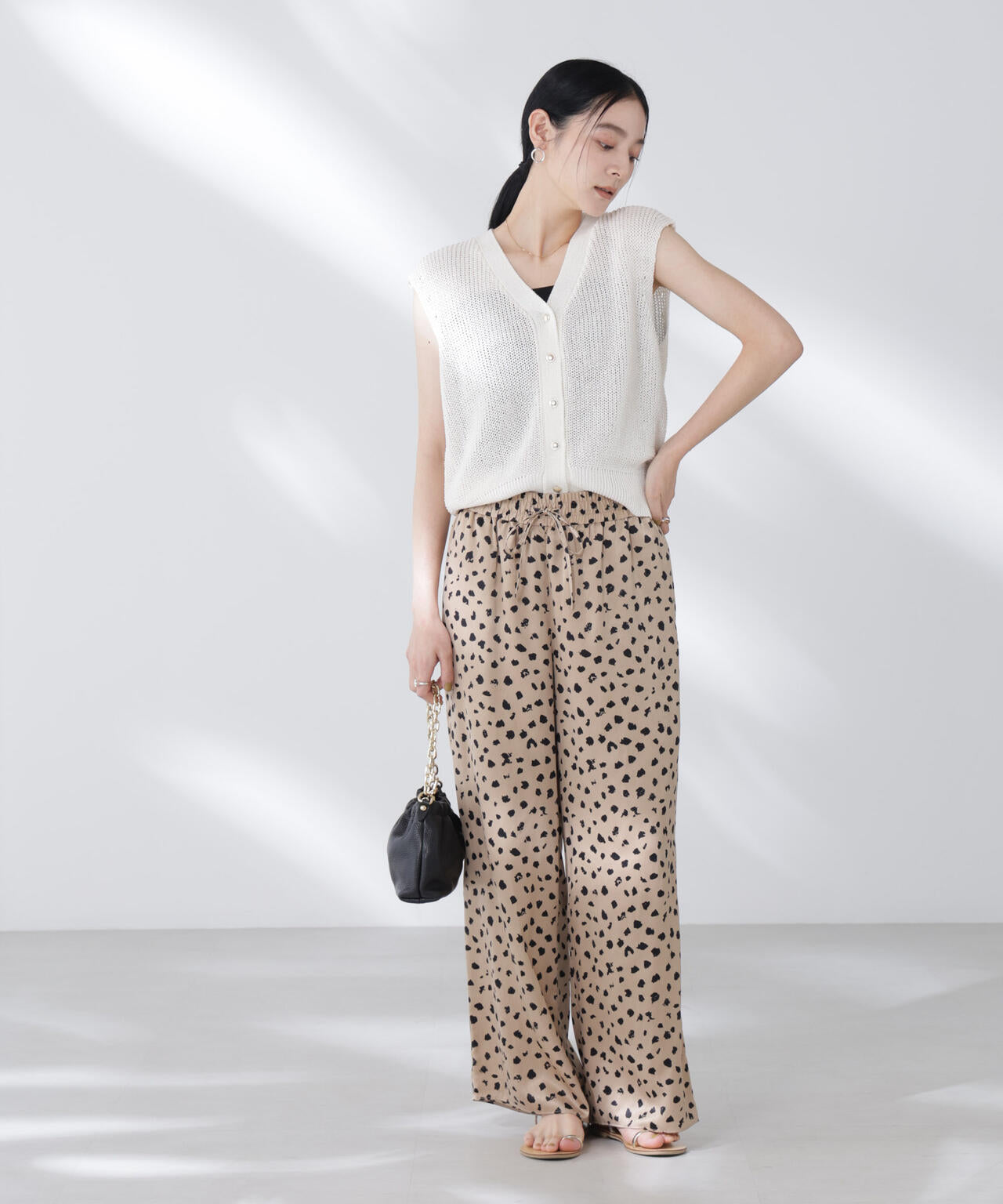 ペーパーヤーン畦ニットベスト