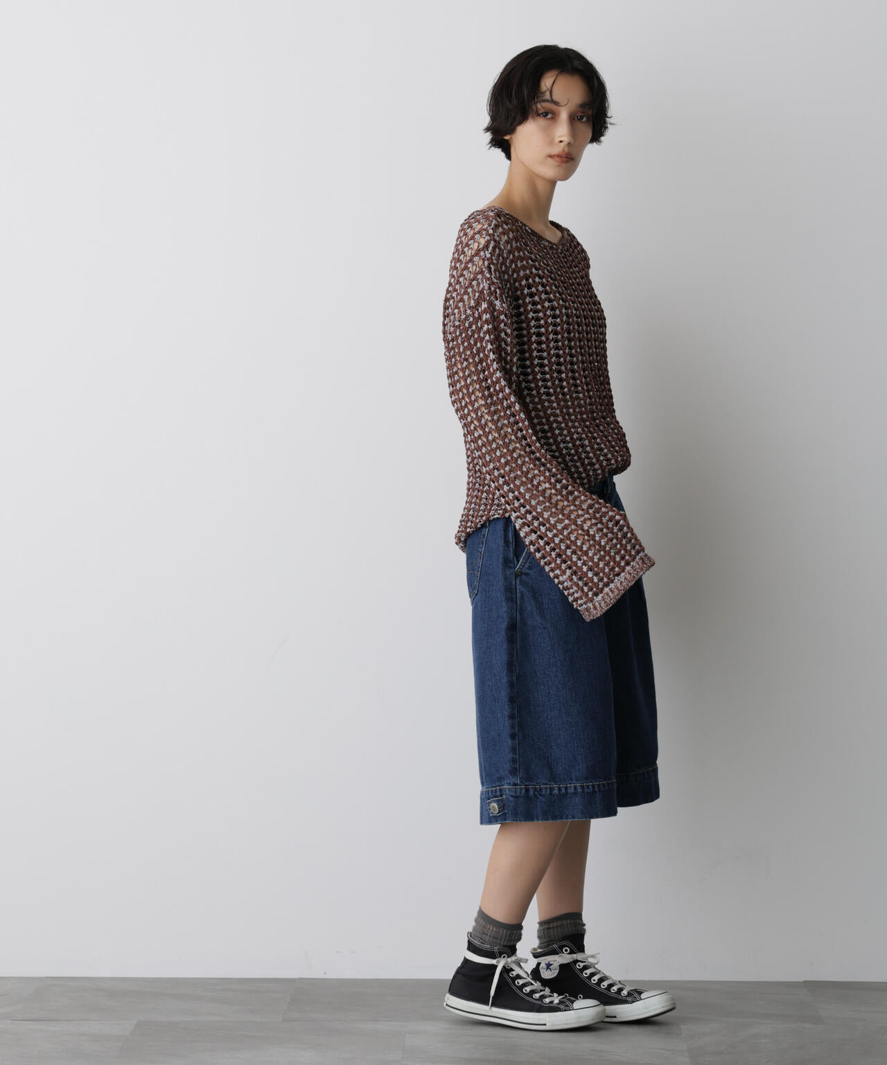 「STEVELOUR」シャイニーレースニットトップス