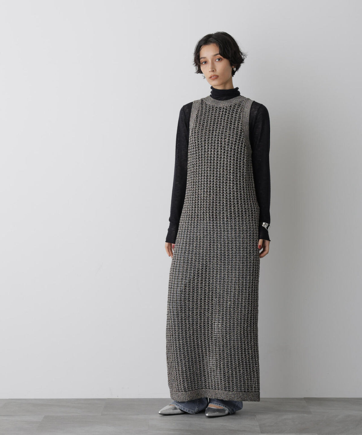 「STEVELOUR」シャイニーレースニットワンピース