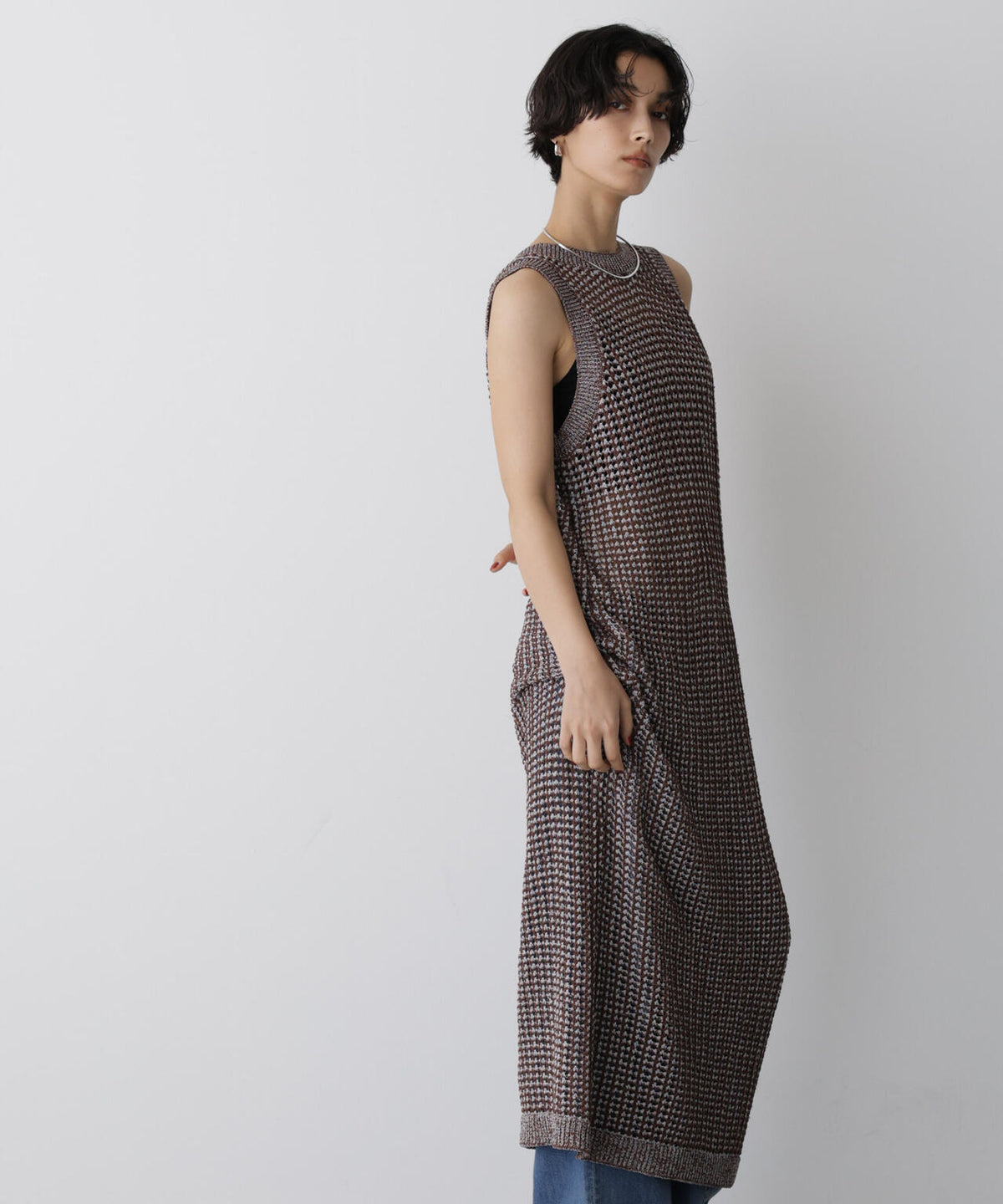 「STEVELOUR」シャイニーレースニットワンピース