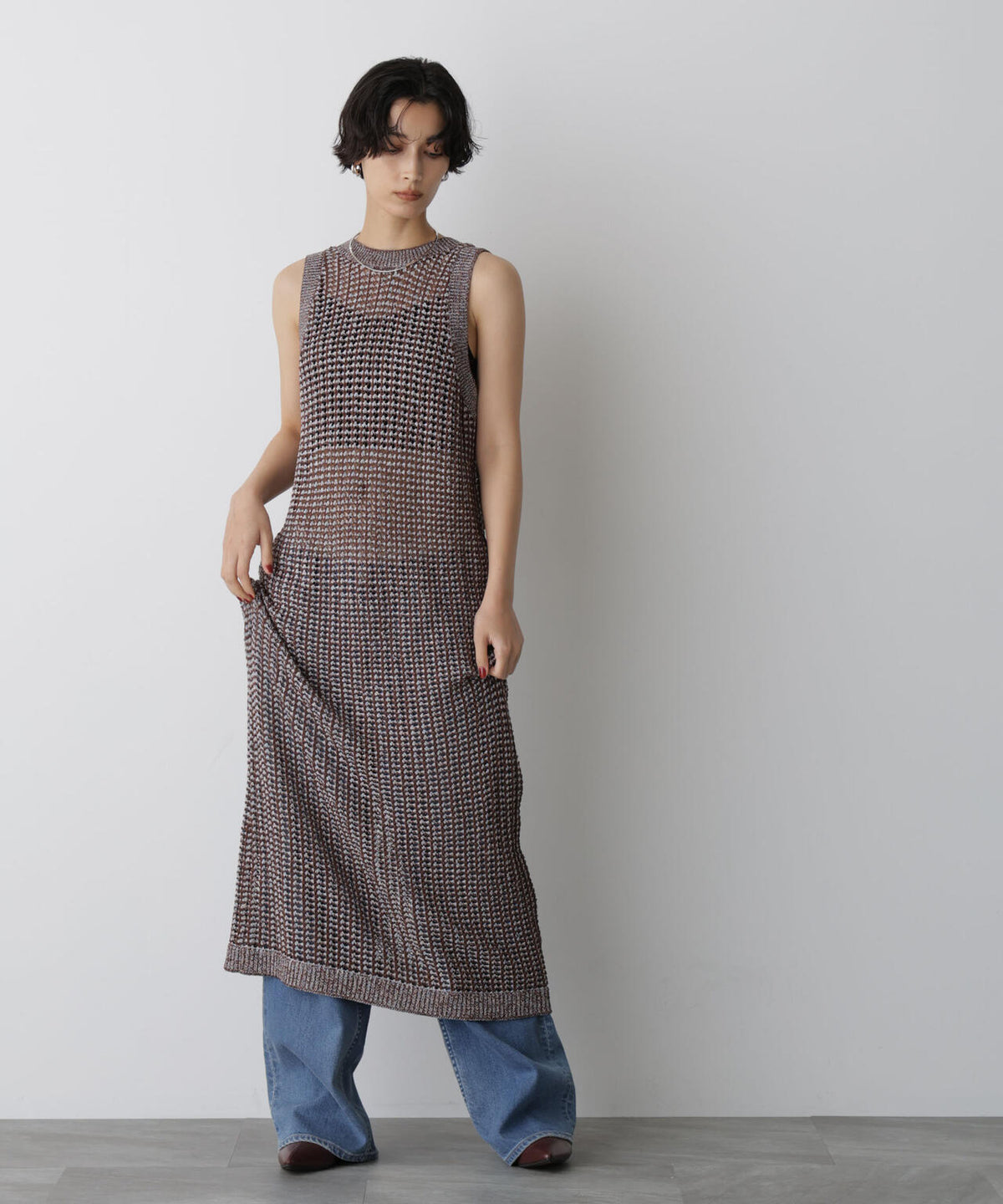 「STEVELOUR」シャイニーレースニットワンピース