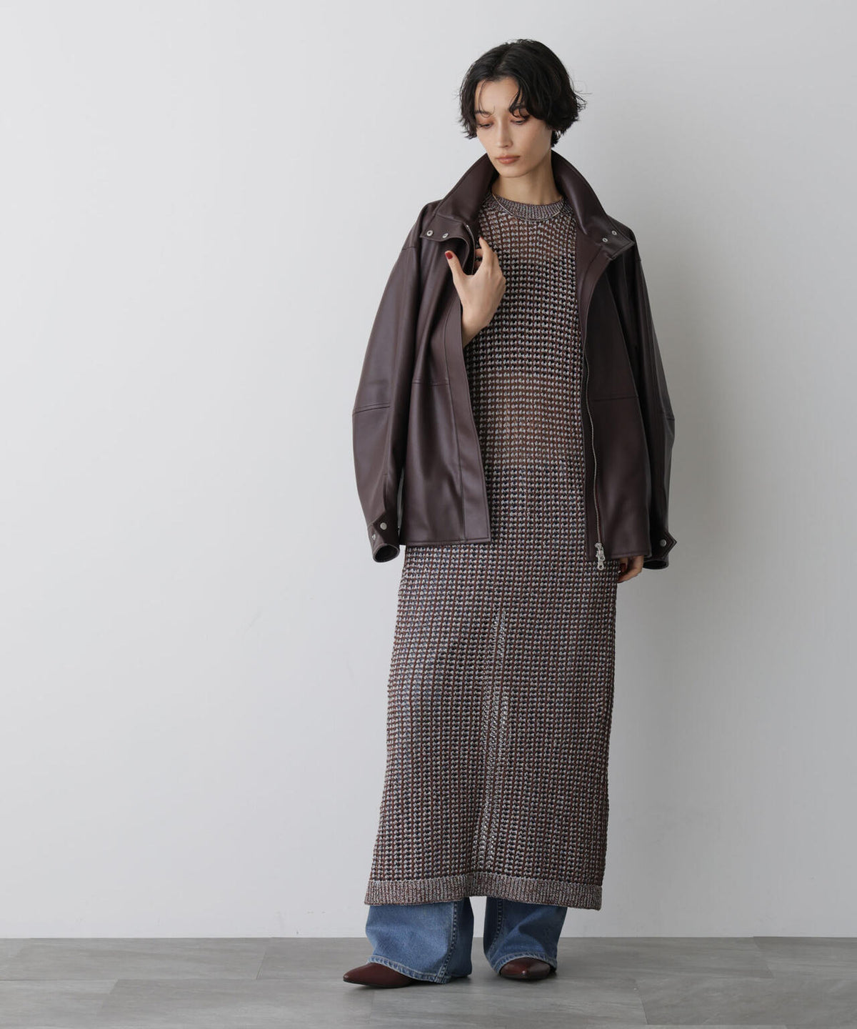 「STEVELOUR」シャイニーレースニットワンピース