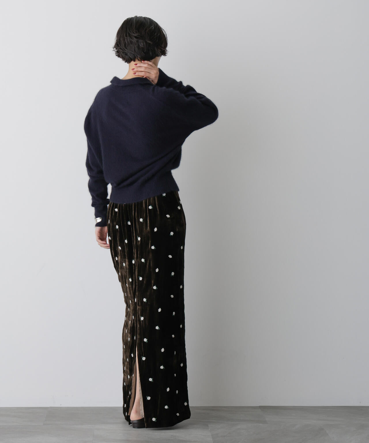 「STEVELOUR」スキッパーポロ衿ソフトタッチニット