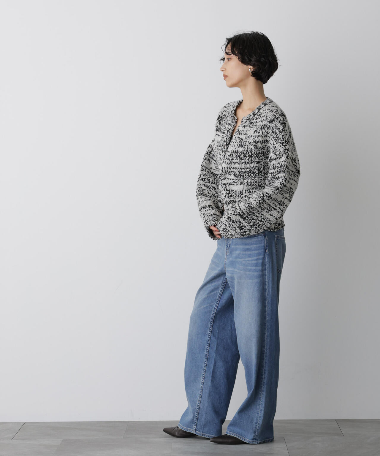 「STEVELOUR」ミックスカラー2WAYスナップニット