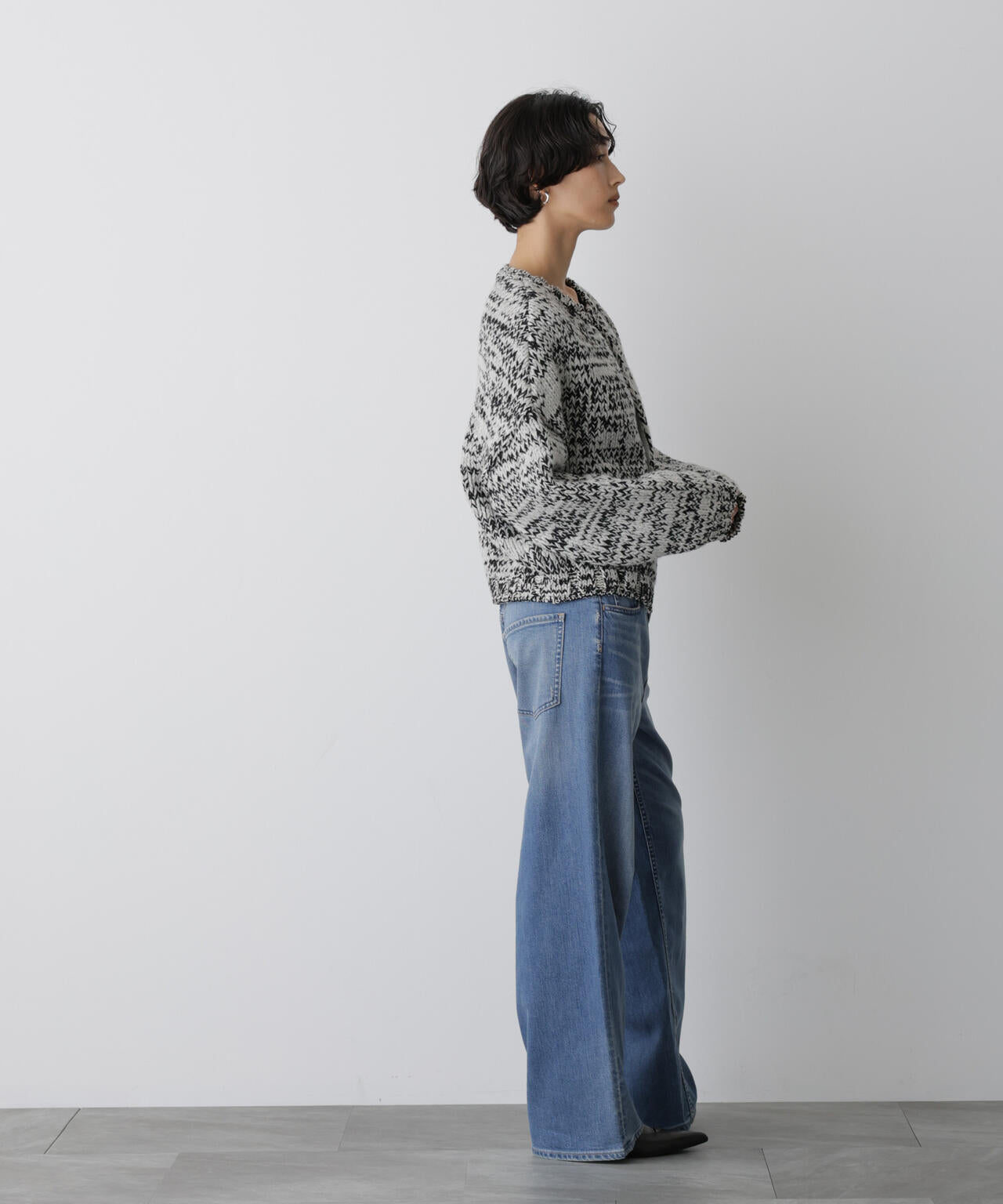「STEVELOUR」ミックスカラー2WAYスナップニット