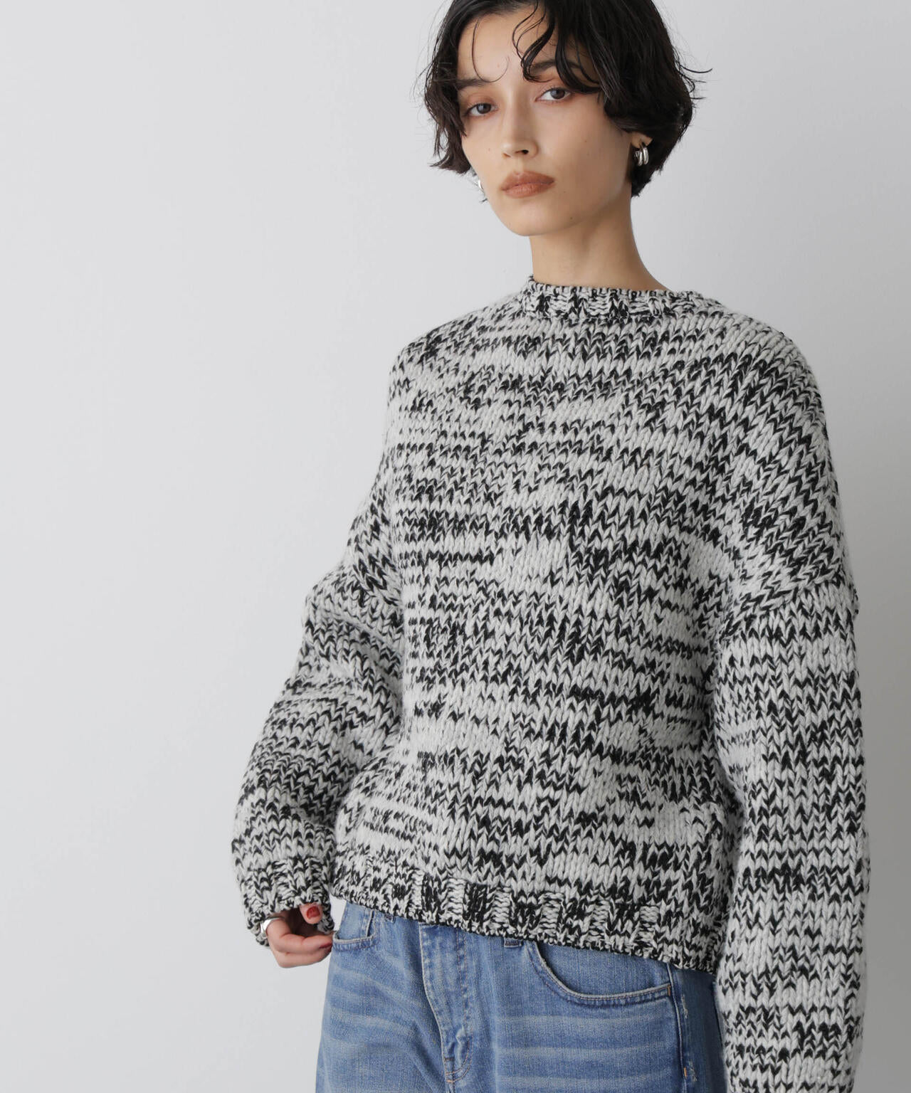 「STEVELOUR」ミックスカラー2WAYスナップニット