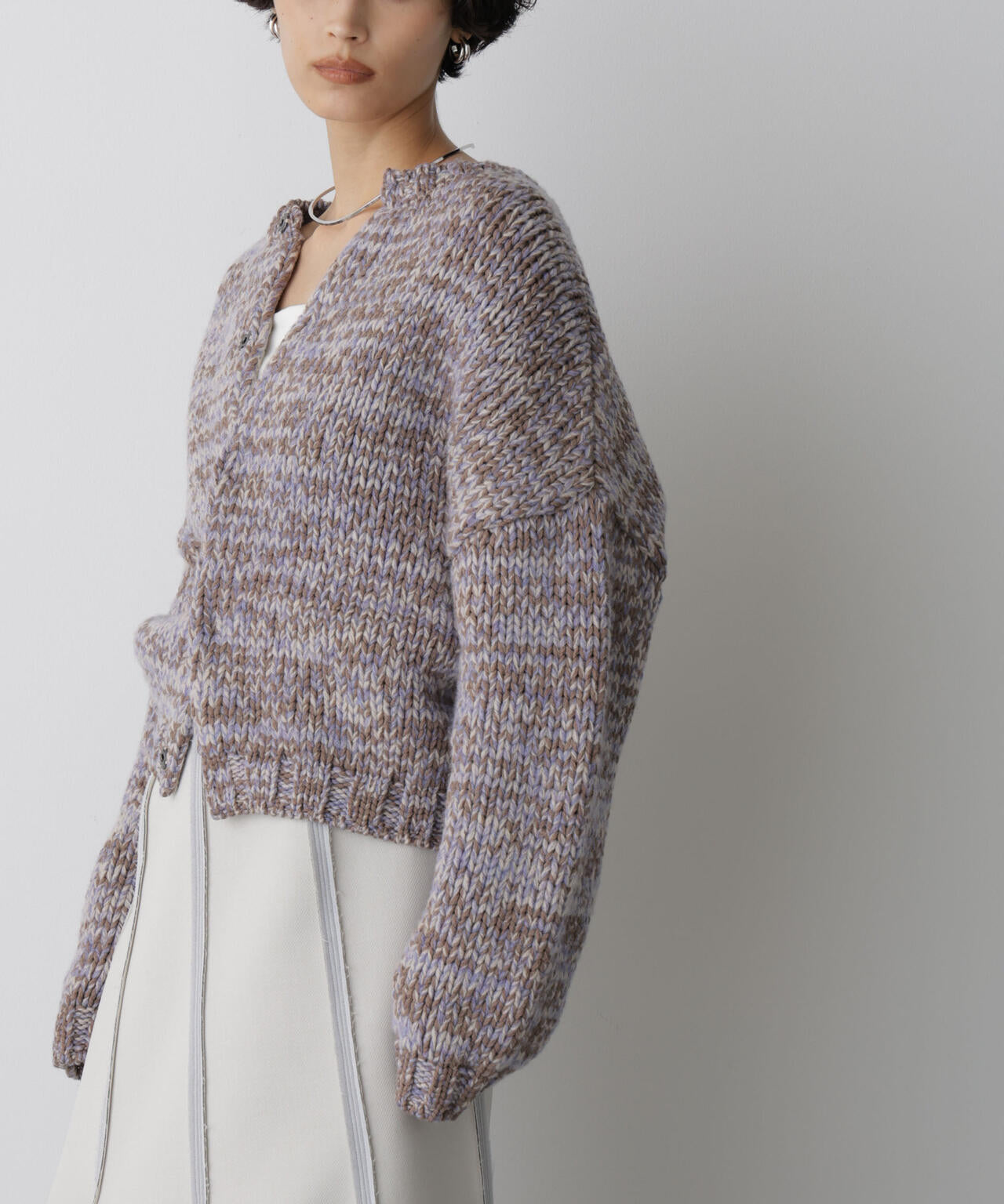 「STEVELOUR」ミックスカラー2WAYスナップニット