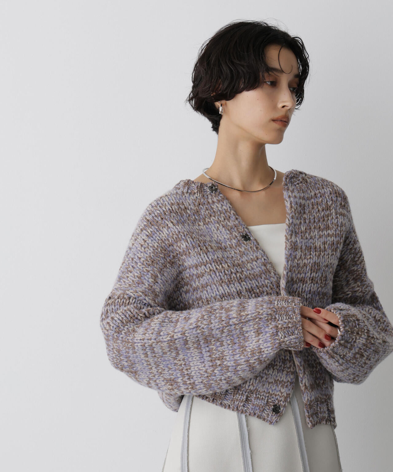 「STEVELOUR」ミックスカラー2WAYスナップニット