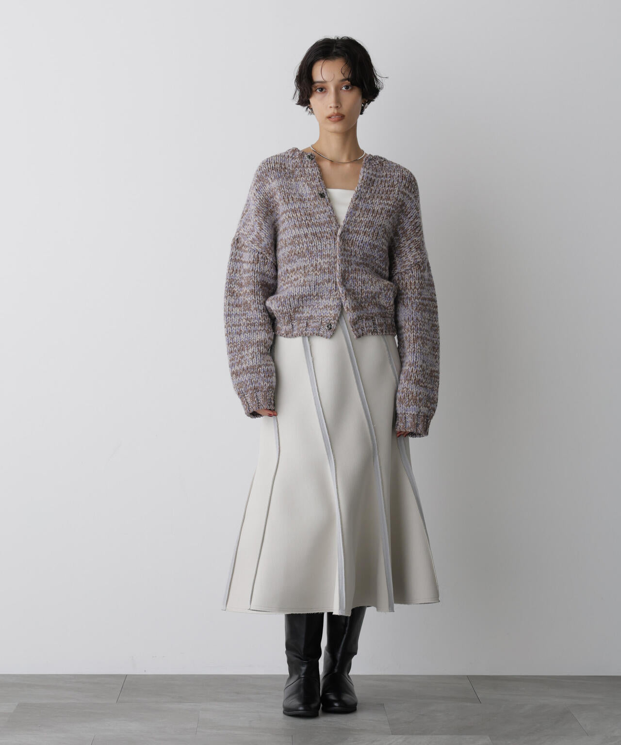 「STEVELOUR」ミックスカラー2WAYスナップニット