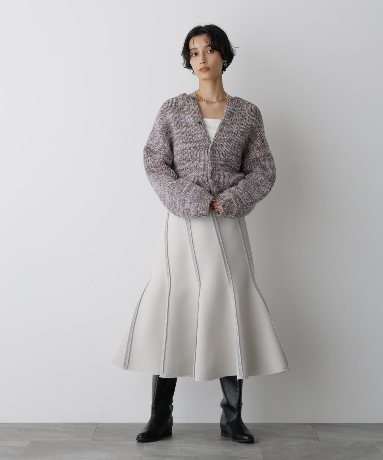 「STEVELOUR」ミックスカラー2WAYスナップニット