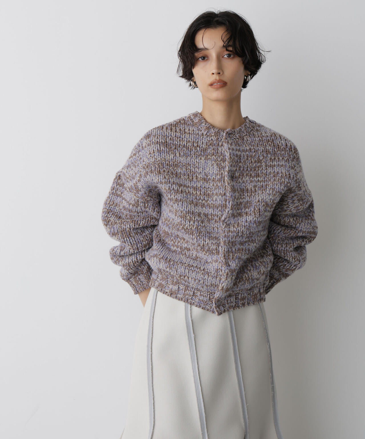 「STEVELOUR」ミックスカラー2WAYスナップニット