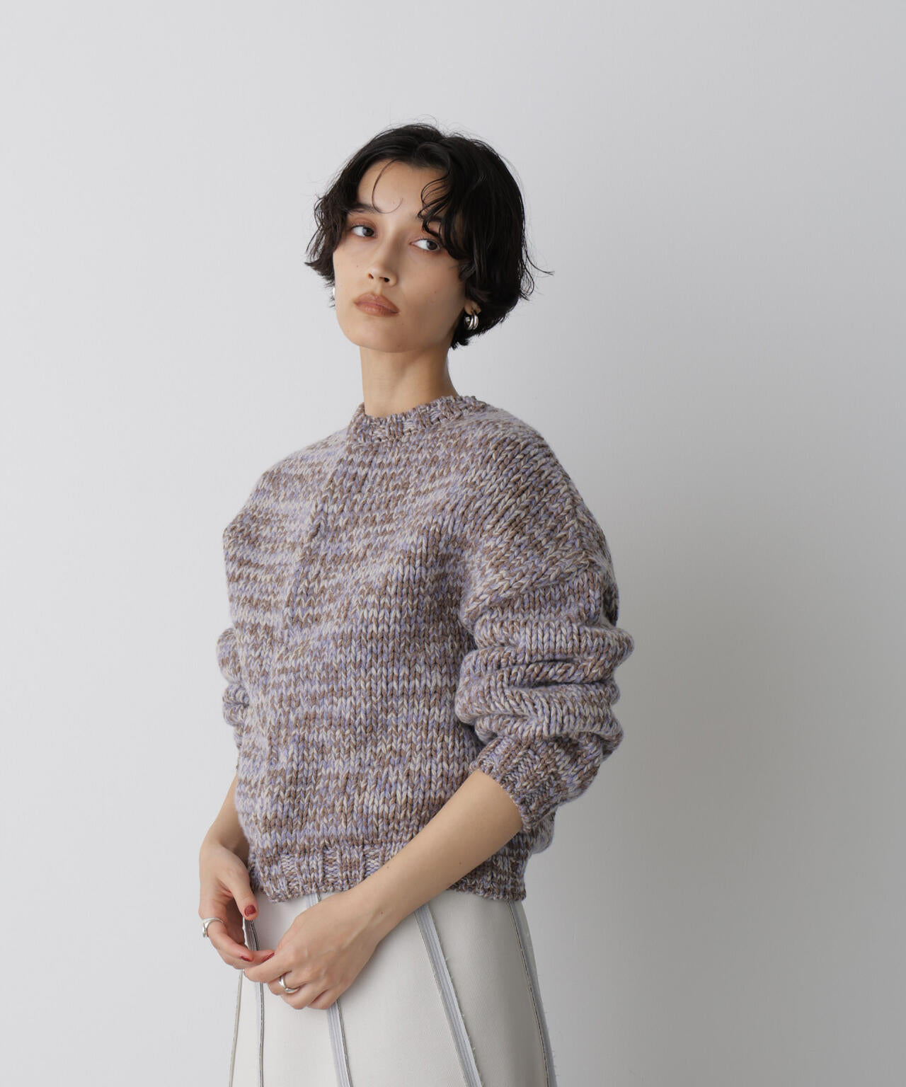 「STEVELOUR」ミックスカラー2WAYスナップニット