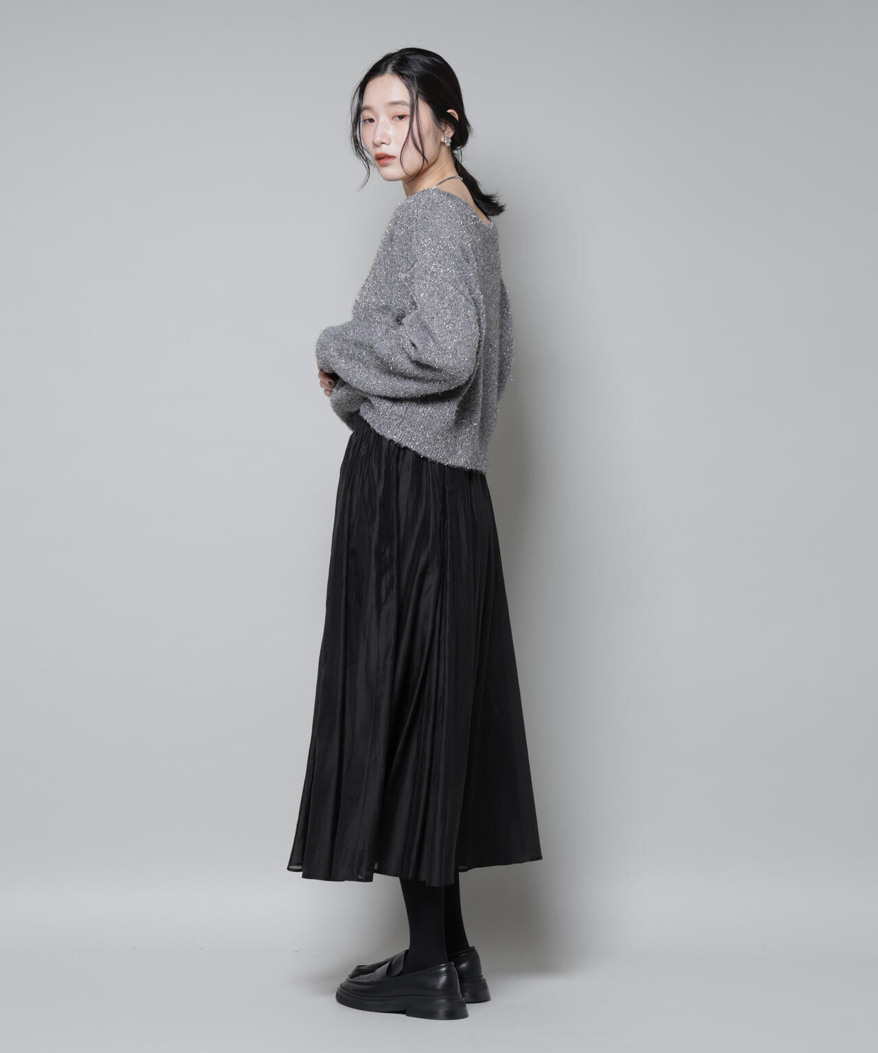 前後2wayラメミックスフェザーニット