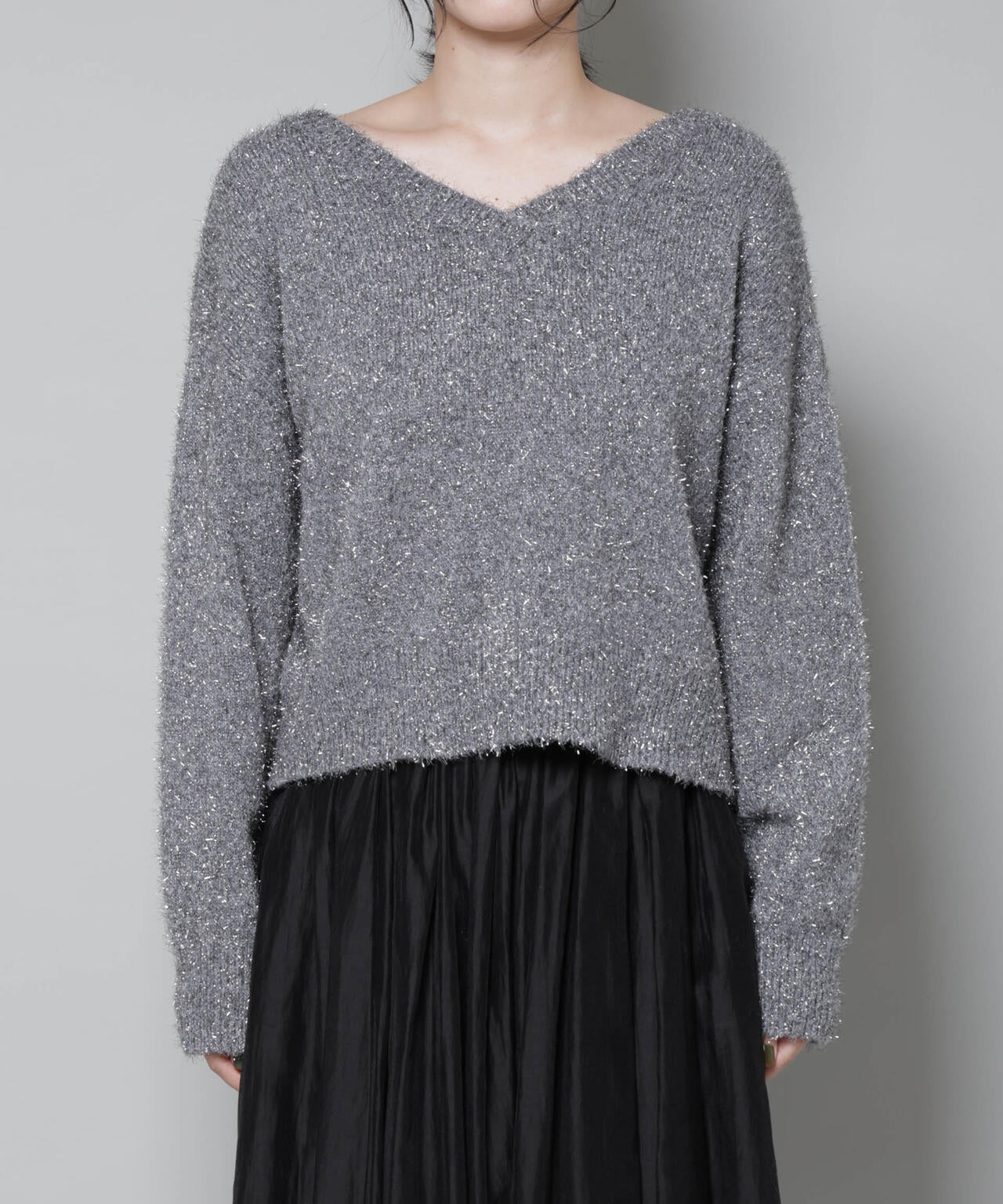 前後2wayラメミックスフェザーニット