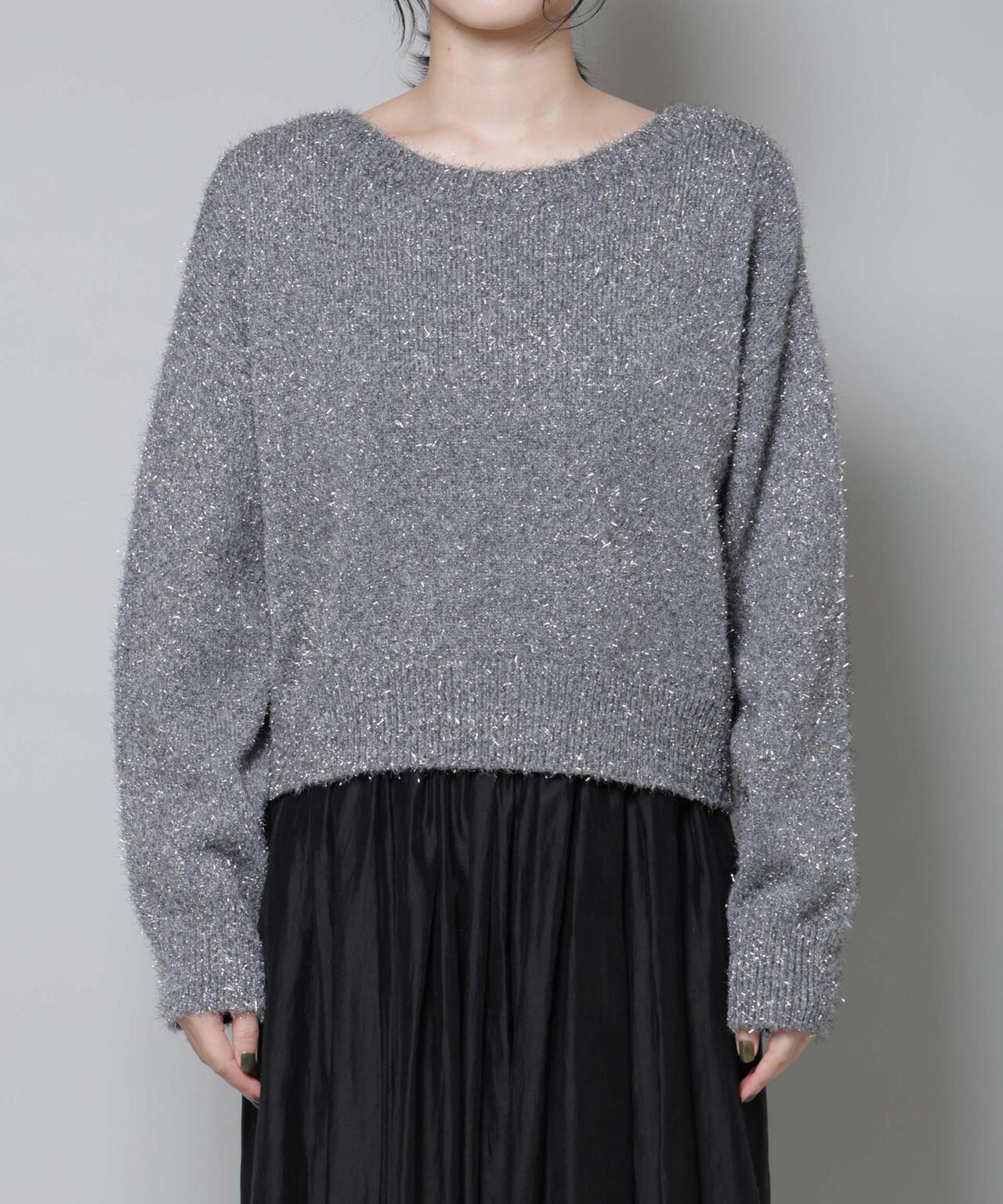 前後2wayラメミックスフェザーニット