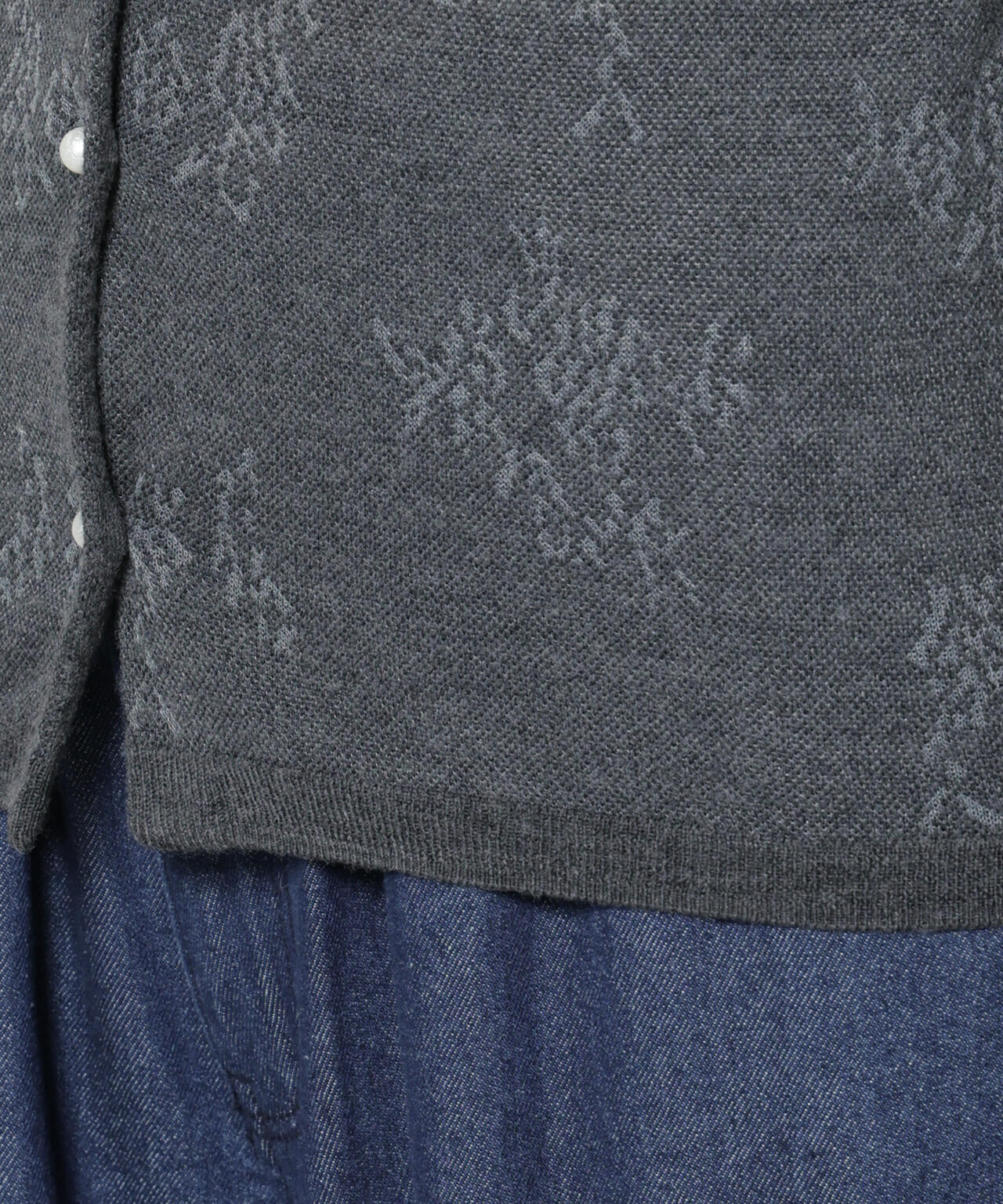 レースジャカード長袖ポロカーディガン