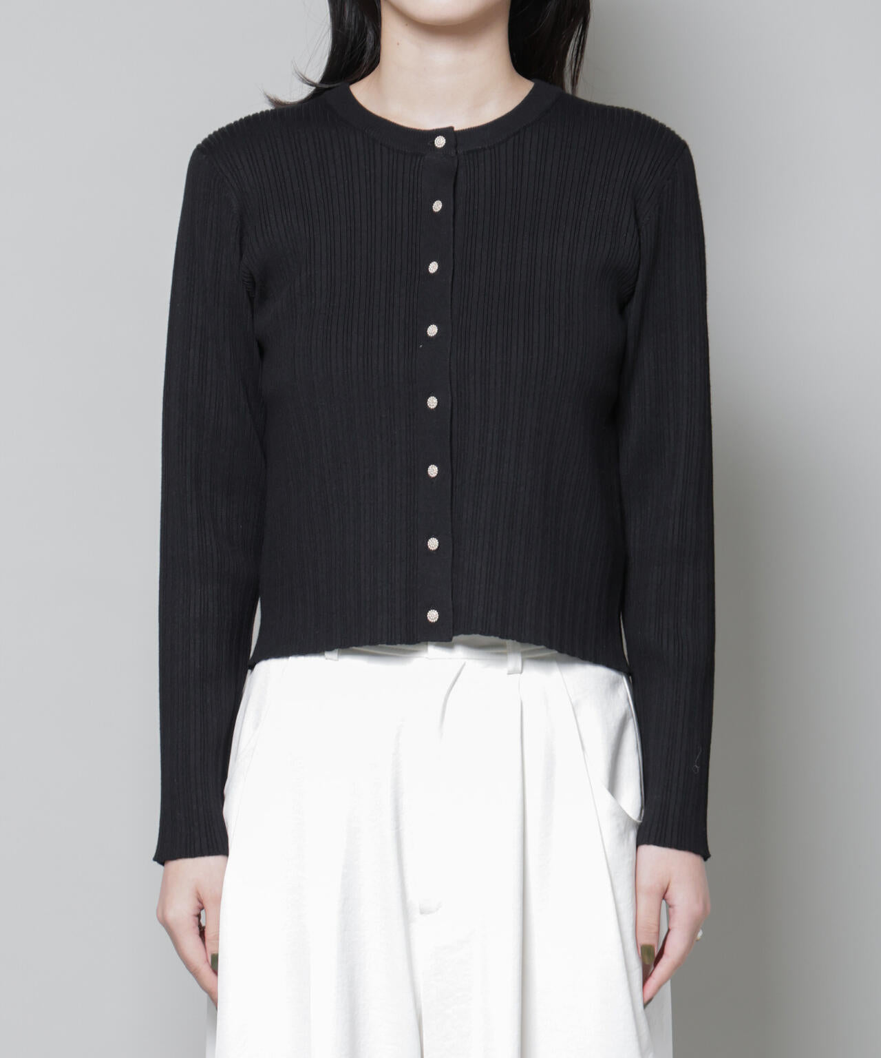 ホホバオイル加工ランダムリブカーディガン