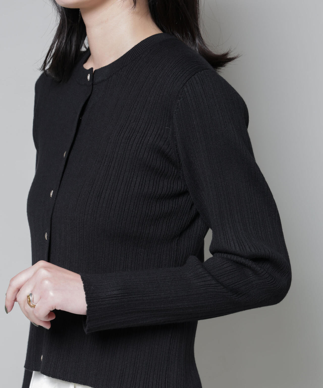 ホホバオイル加工ランダムリブカーディガン