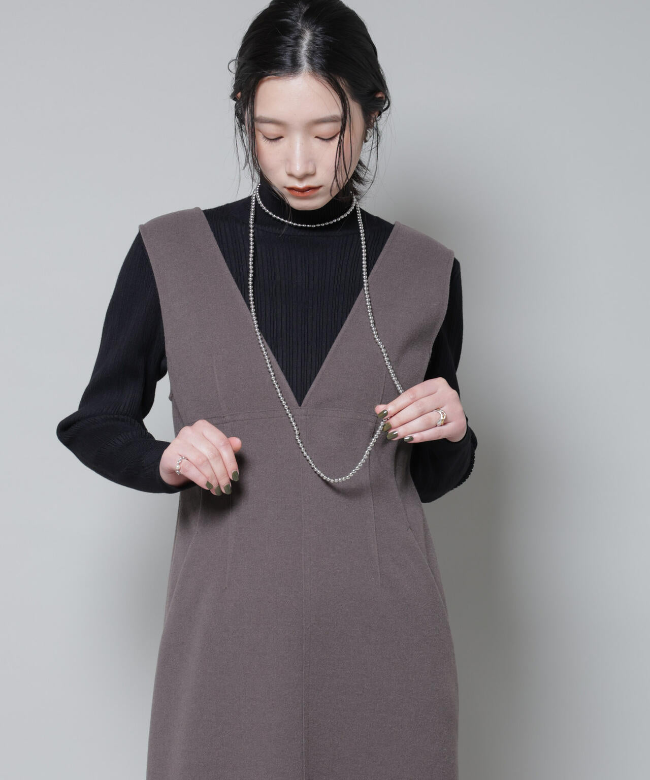 ホホバオイル加工ランダムリブタートルニット