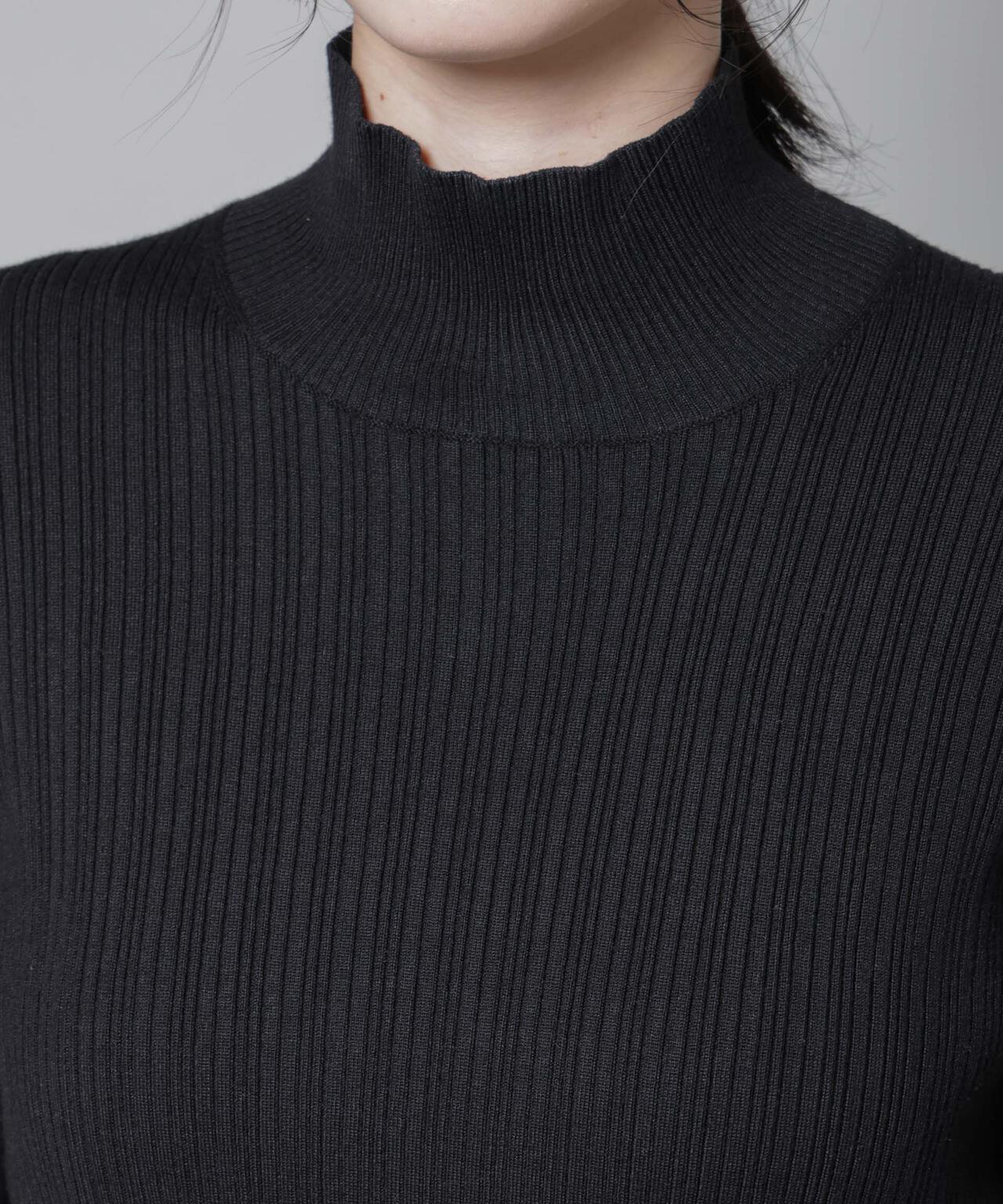 ホホバオイル加工ランダムリブタートルニット